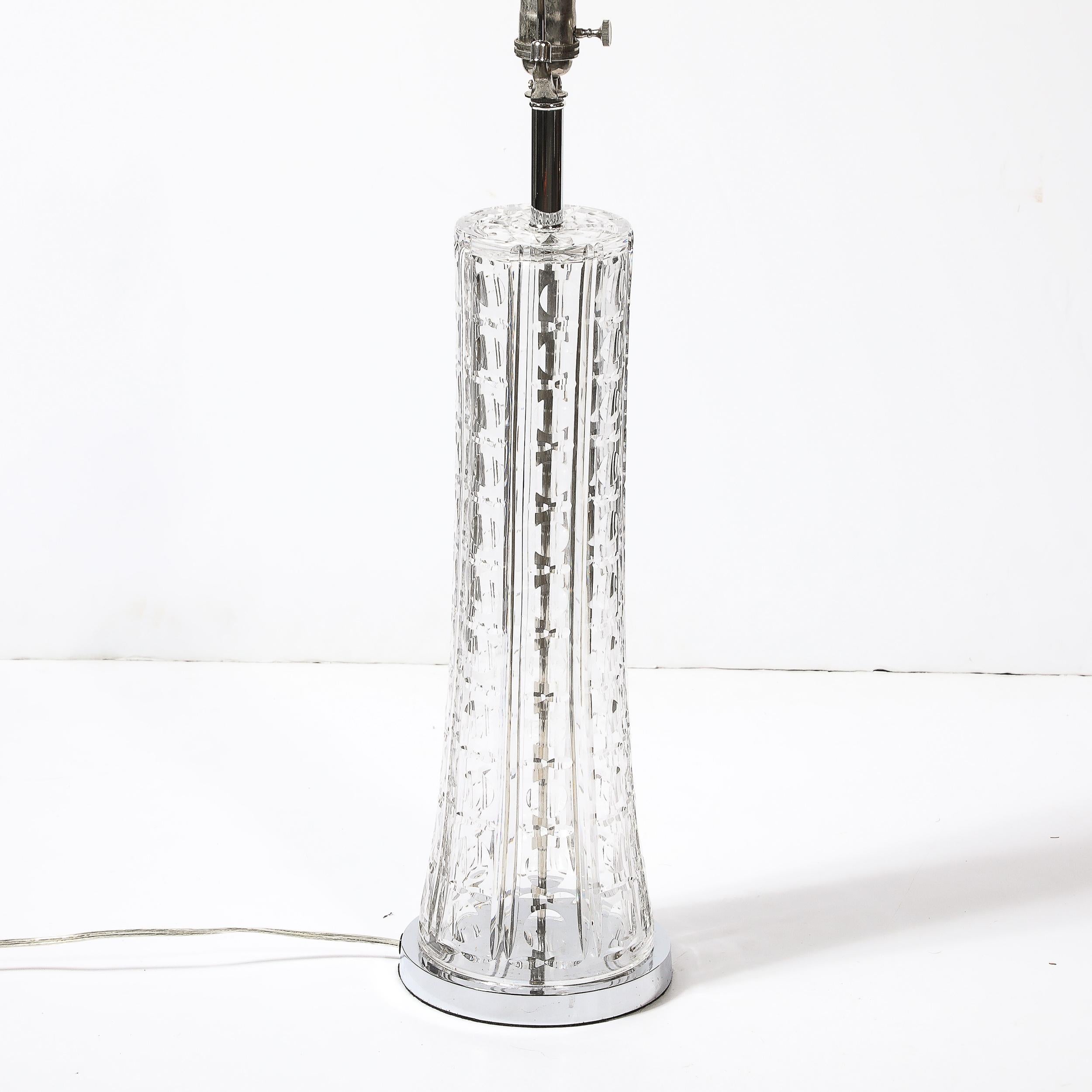 Lampe de table en cristal taillé sur socle chromé, moderniste du milieu du siècle dernier en vente 7