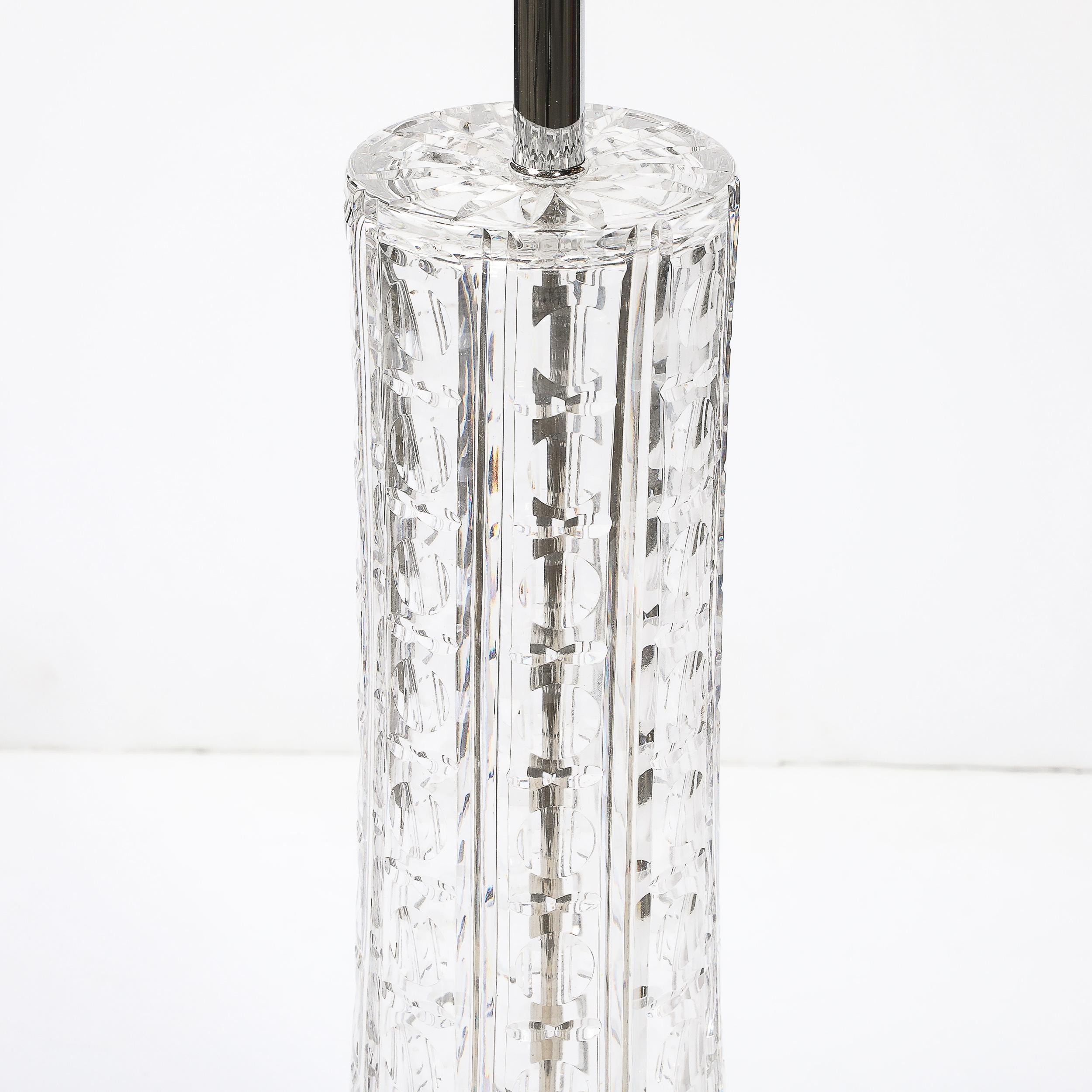 Lampe de table en cristal taillé sur socle chromé, moderniste du milieu du siècle dernier en vente 8