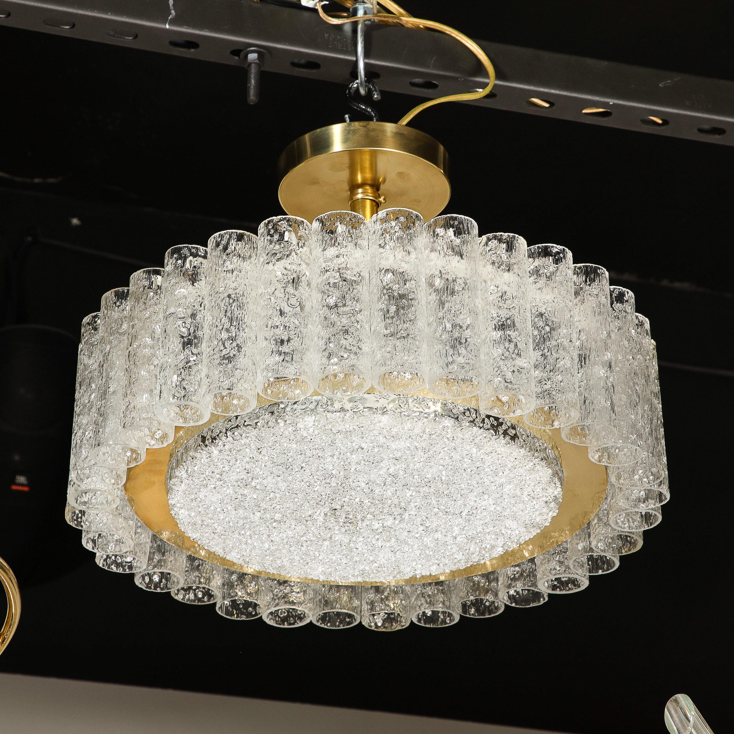 Modernistischer Kronleuchter aus zylindrischem Glas und Messing von Doria Leuchten aus der Mitte des Jahrhunderts im Angebot 2