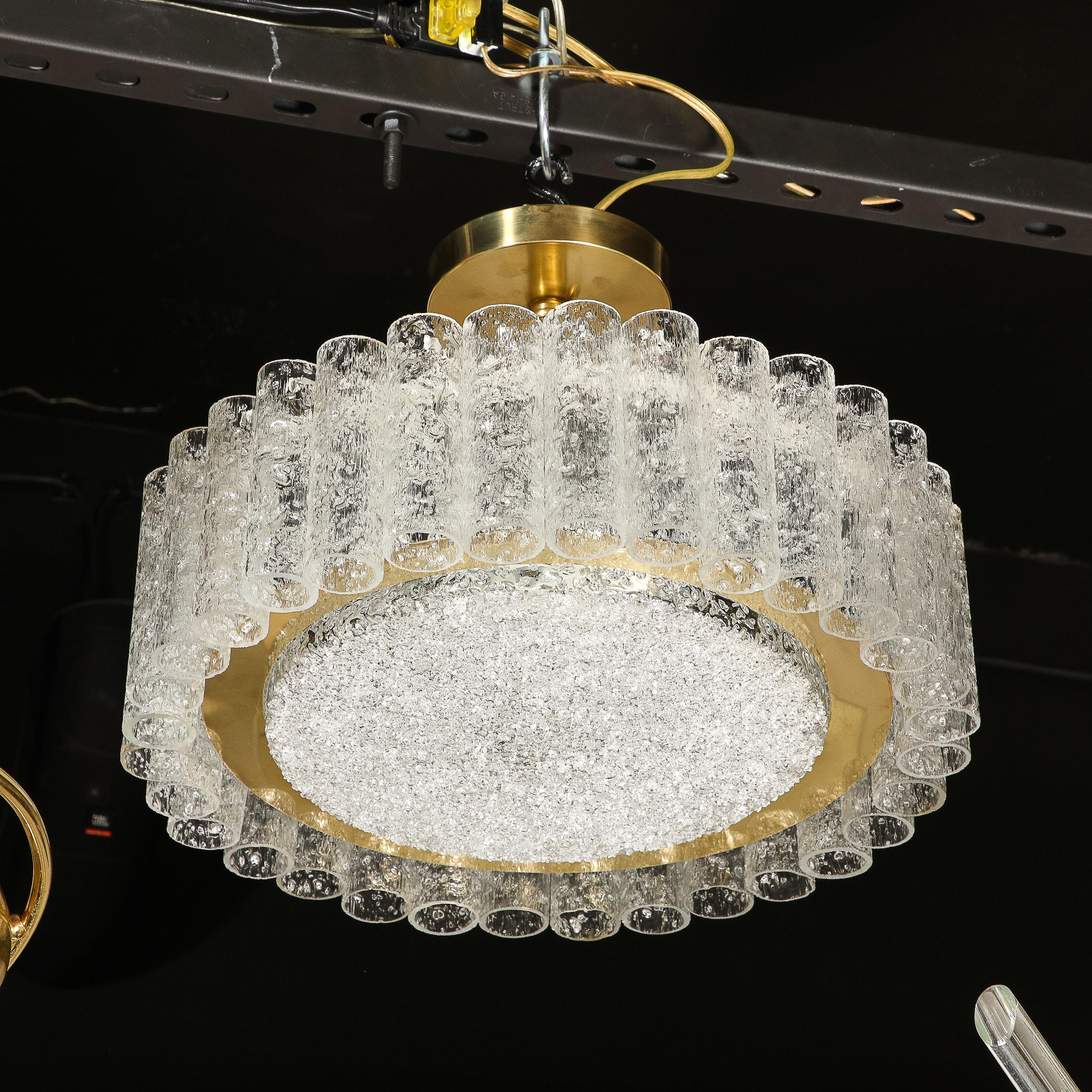 Modernistischer Kronleuchter aus zylindrischem Glas und Messing von Doria Leuchten aus der Mitte des Jahrhunderts im Angebot 3