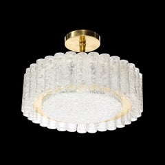 Modernistischer Kronleuchter aus zylindrischem Glas und Messing von Doria Leuchten aus der Mitte des Jahrhunderts