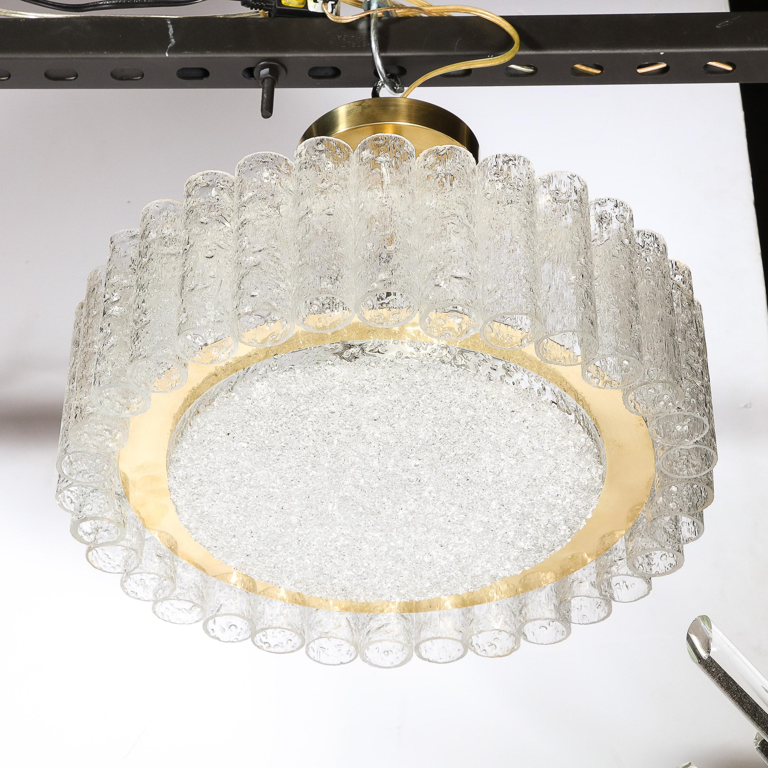 Modernistischer Kronleuchter aus zylindrischem Glas und Messing von Doria Leuchten aus der Mitte des Jahrhunderts (Österreichisch) im Angebot