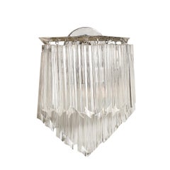 Mid-Century Modernist Diamond Form Hand-Blown Murano Quadretti Glass Sconces