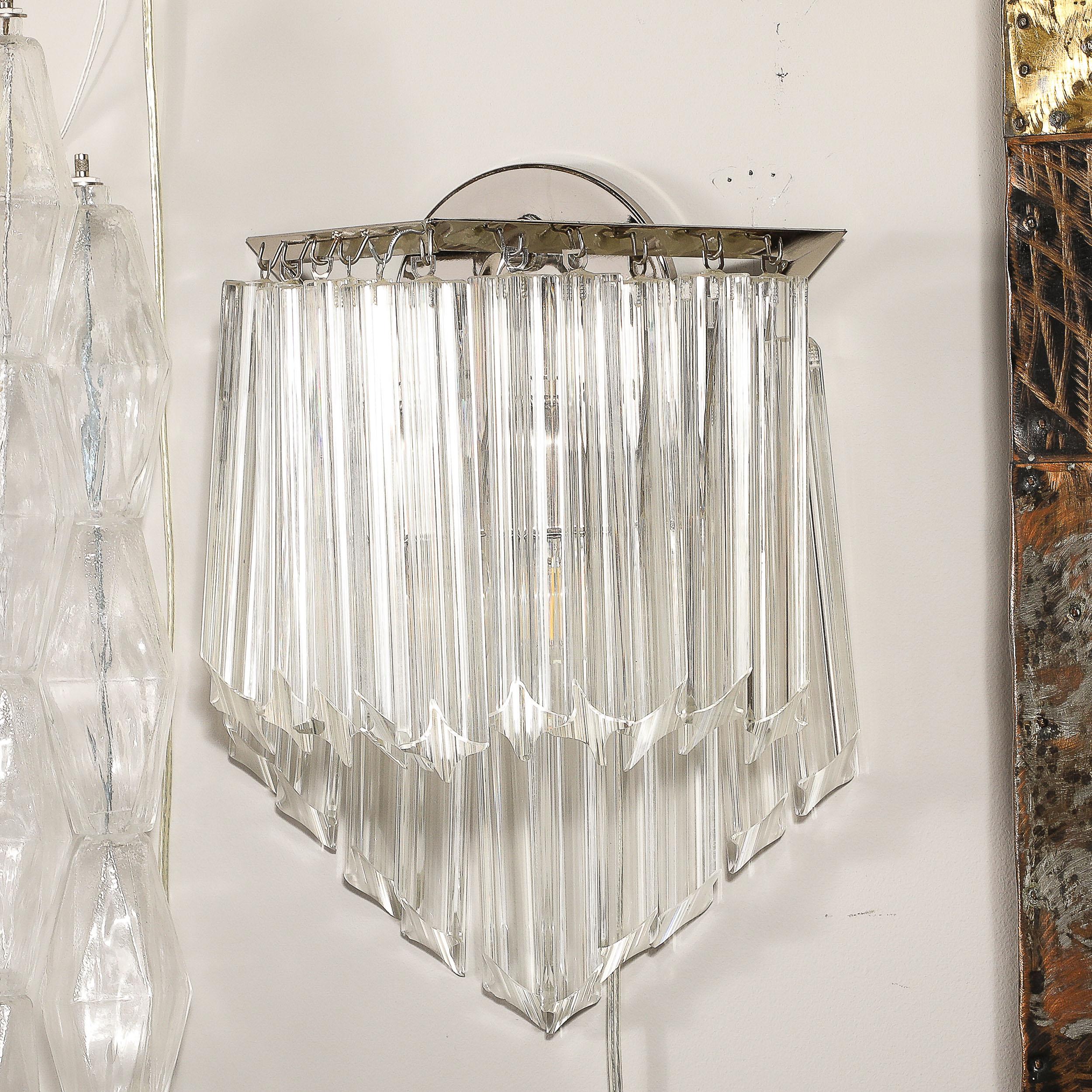 Mid-Century Modern Appliques en verre de Murano quadretti soufflé à la main, de style moderniste du milieu du siècle, en forme de diamant en vente