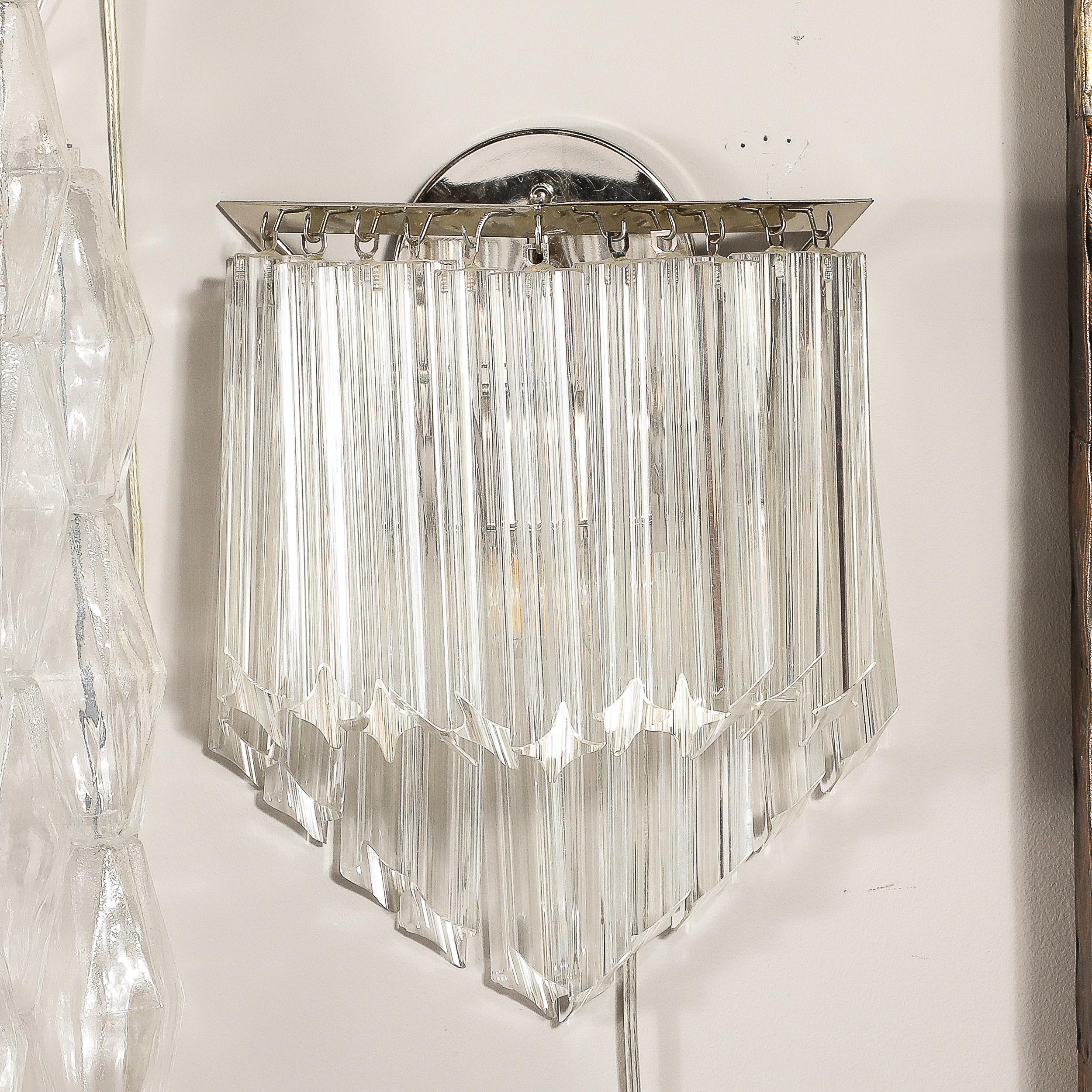 italien Appliques en verre de Murano quadretti soufflé à la main, de style moderniste du milieu du siècle, en forme de diamant en vente