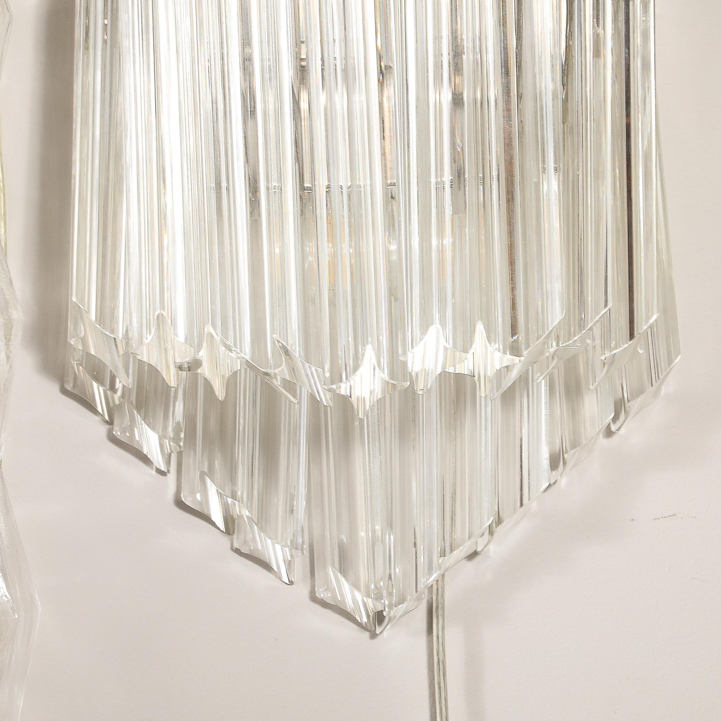 Fin du 20e siècle Appliques en verre de Murano quadretti soufflé à la main, de style moderniste du milieu du siècle, en forme de diamant en vente
