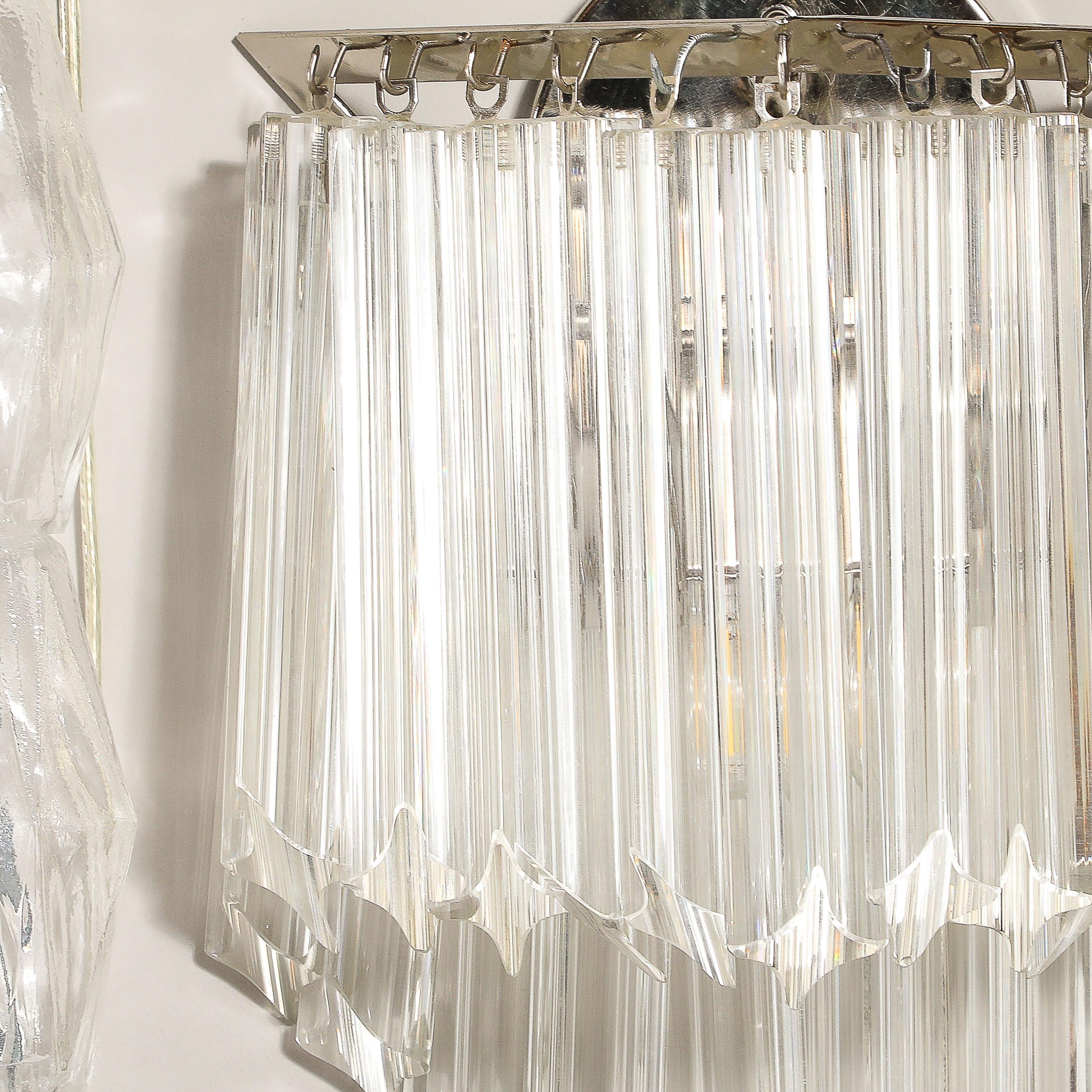 Verre Appliques en verre de Murano quadretti soufflé à la main, de style moderniste du milieu du siècle, en forme de diamant en vente