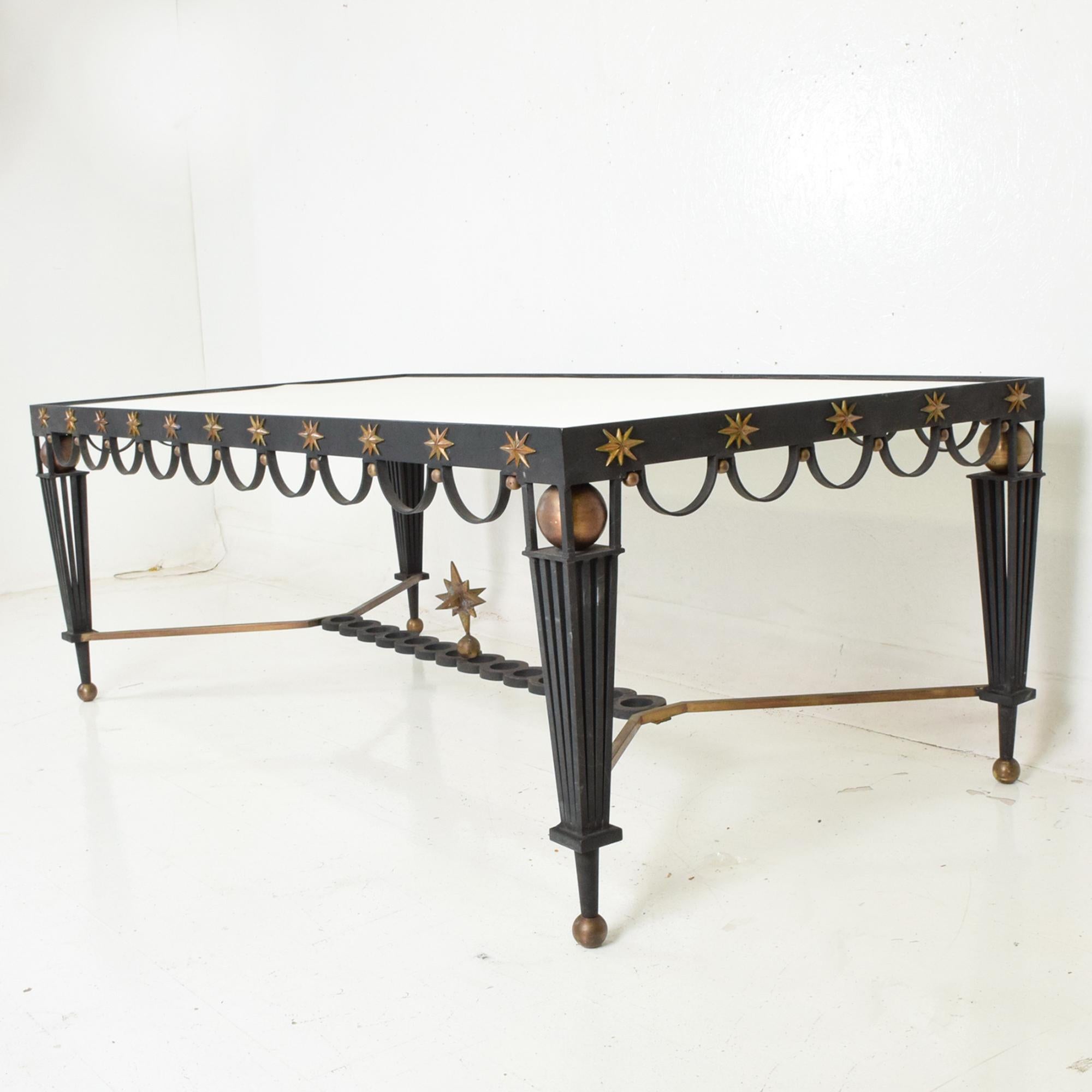 Mid-Century Modernist Dining Table Attributed to Arturo Pani Bronze and Iron 5