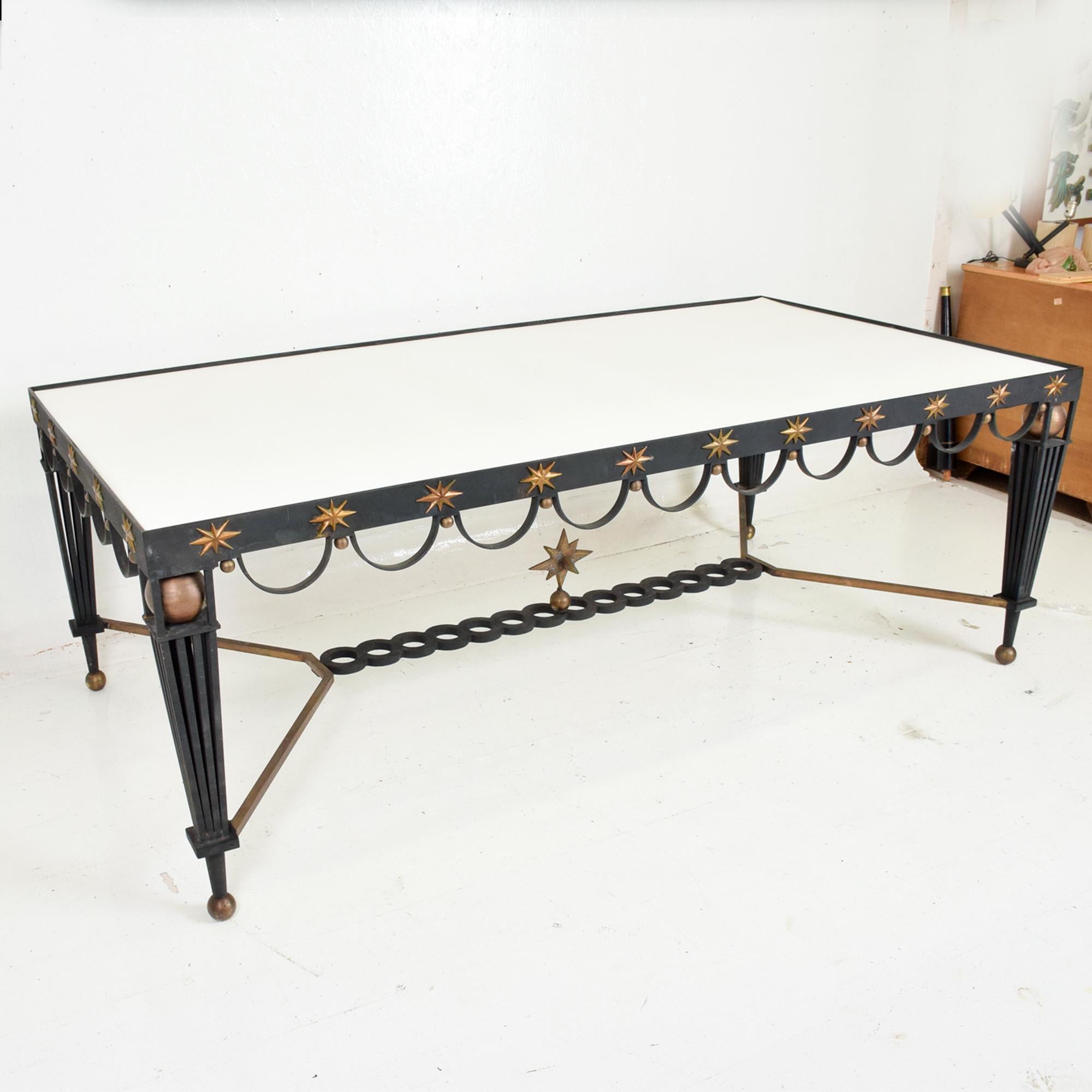Mid-Century Modernist Dining Table Attributed to Arturo Pani Bronze and Iron 6