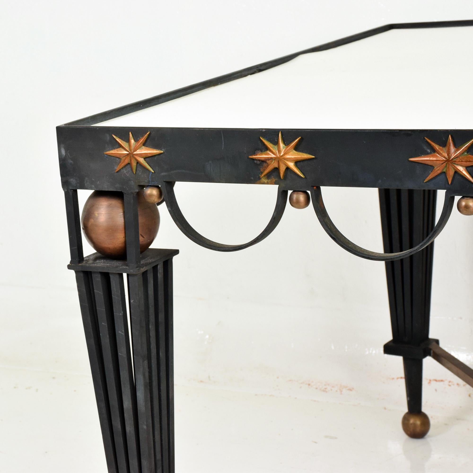 Mid-Century Modernist Dining Table Attributed to Arturo Pani Bronze and Iron In Good Condition In Chula Vista, CA