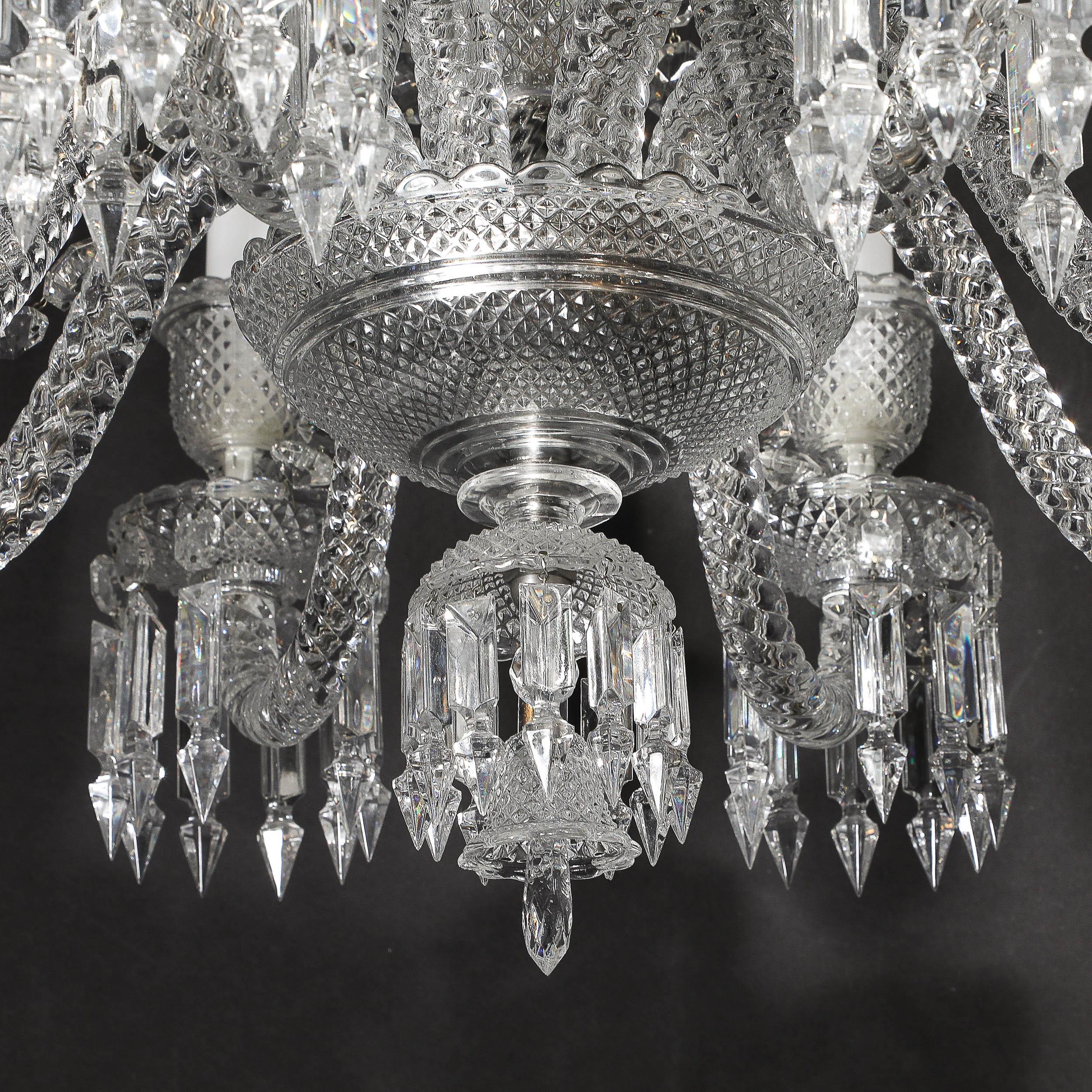 Mid-Century Modernistischer achtflammiger Kristall-Kronleuchter „Zenith“ von Baccarat im Angebot 5