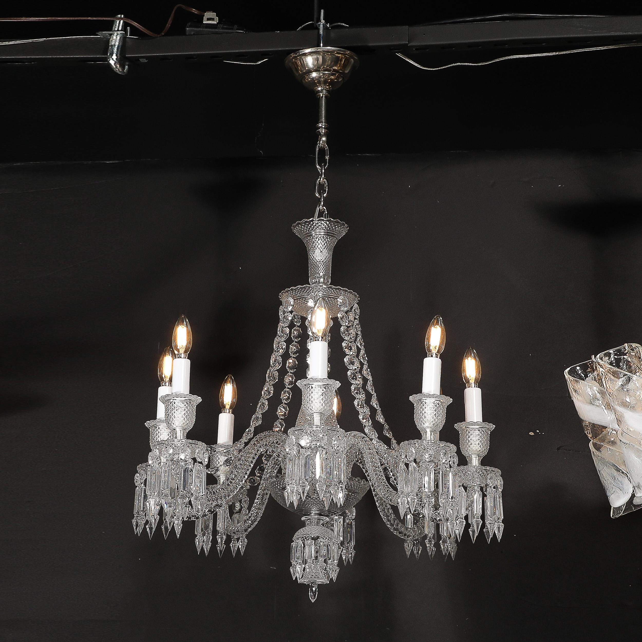 Mid-Century Modernistischer achtflammiger Kristall-Kronleuchter „Zenith“ von Baccarat im Zustand „Hervorragend“ im Angebot in New York, NY