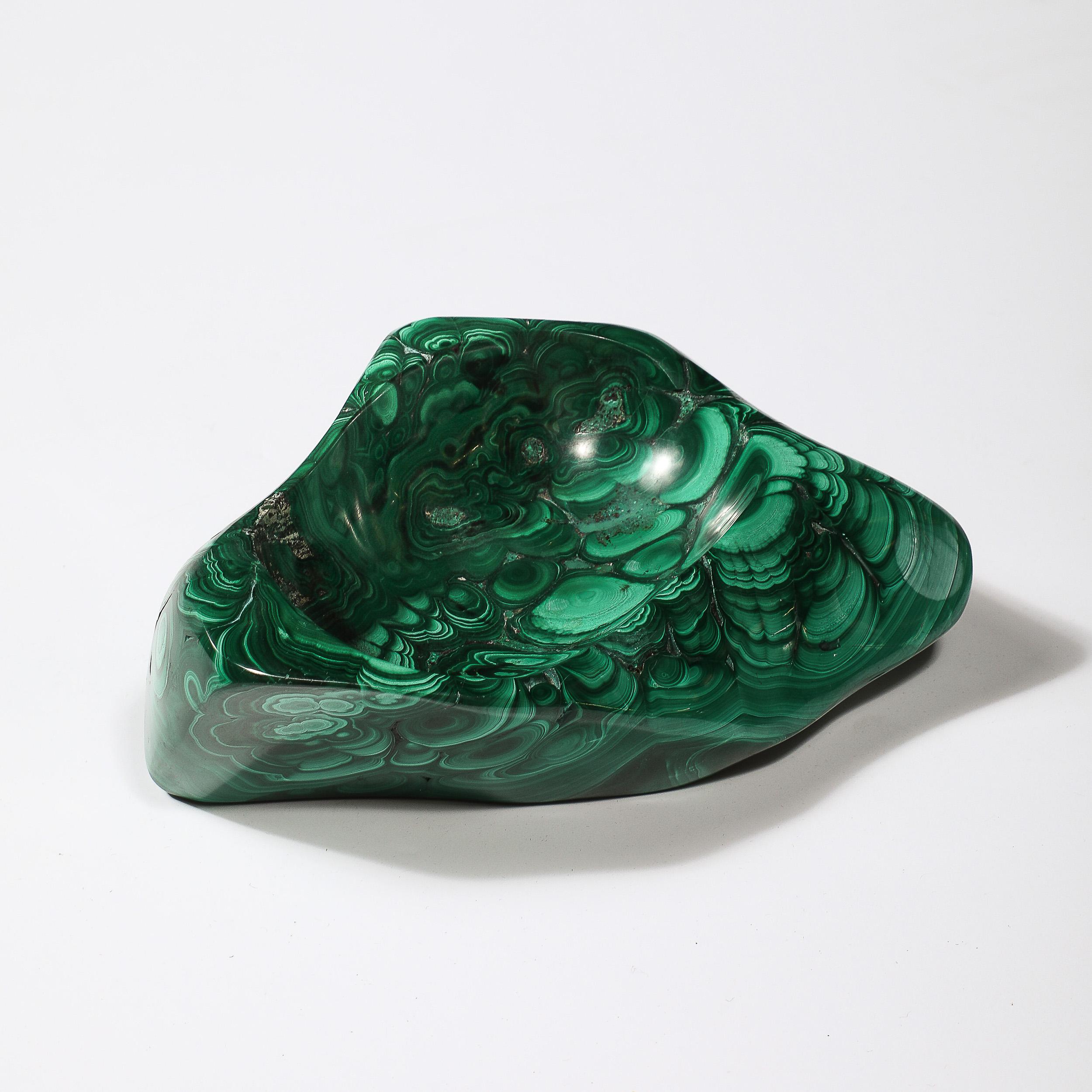 Mid-Century Modernist Elongated Malachite Bowl/Ashtray 1