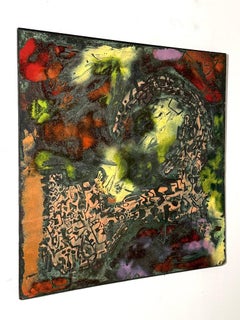 Abstrakte Wandkunst im Mid-Century-Modern-Stil, Emaille auf Kupfer, von JK Stone, 1968