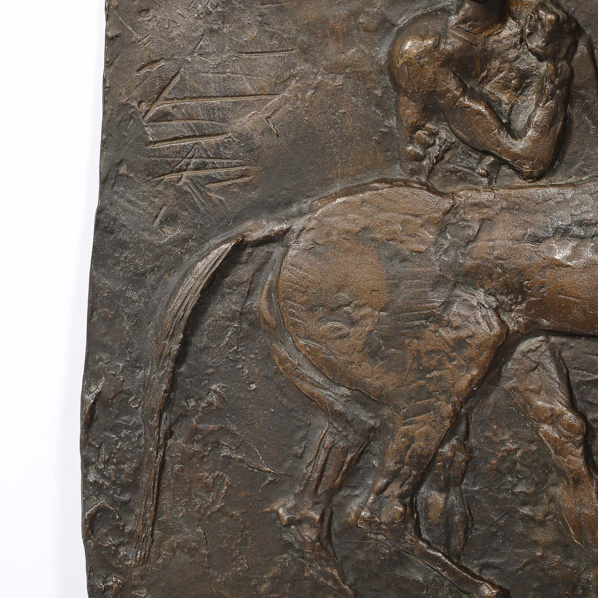 Bronzo Targa equestre modernista di metà secolo in rilievo firmata Franz Mikorey in vendita