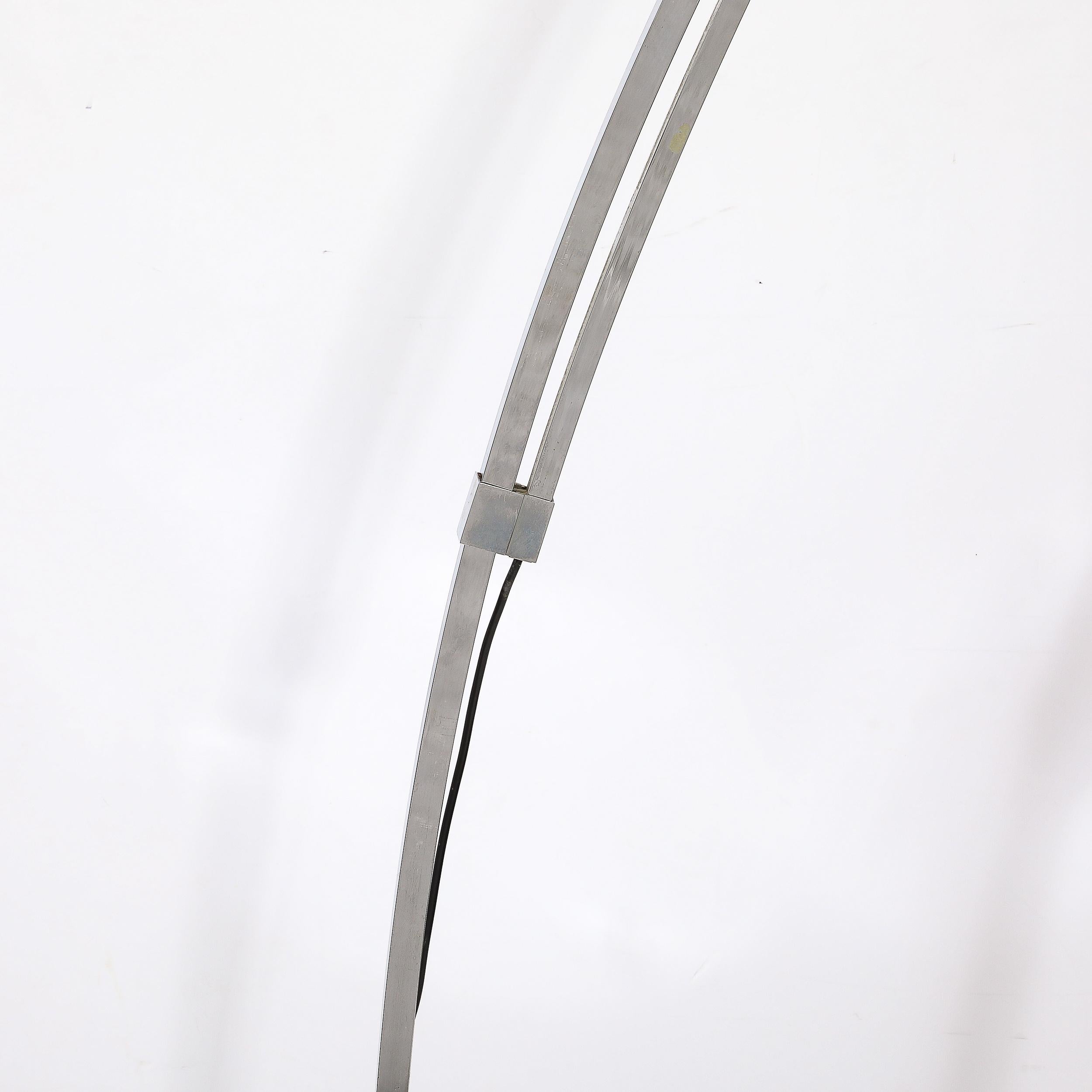 Mid-Century Modernist Extendable Arching Floor Lamp in Polished Chrome For Sale 2