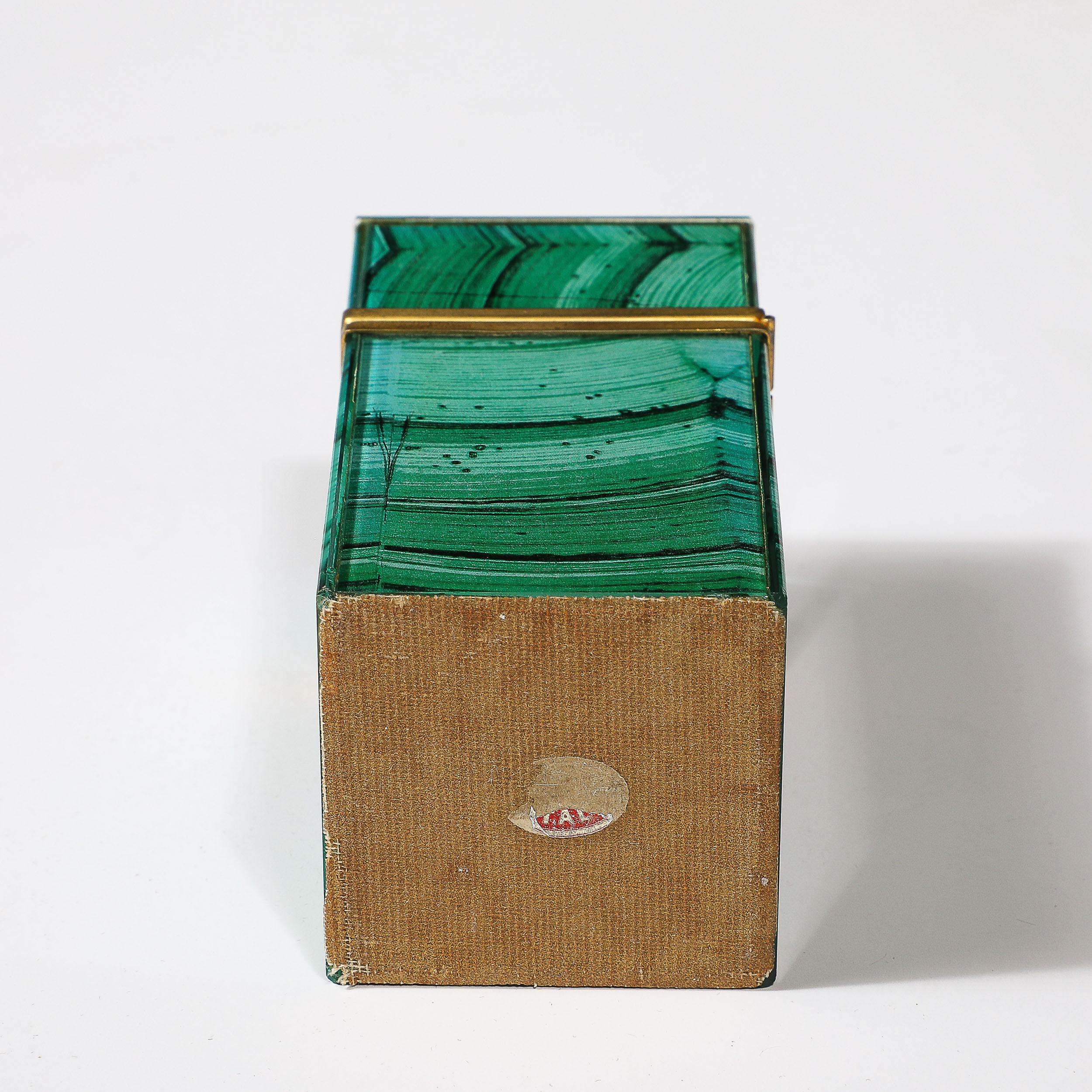 Mid-Century Modernist Faux Malachite and Brass Table Lighter 6