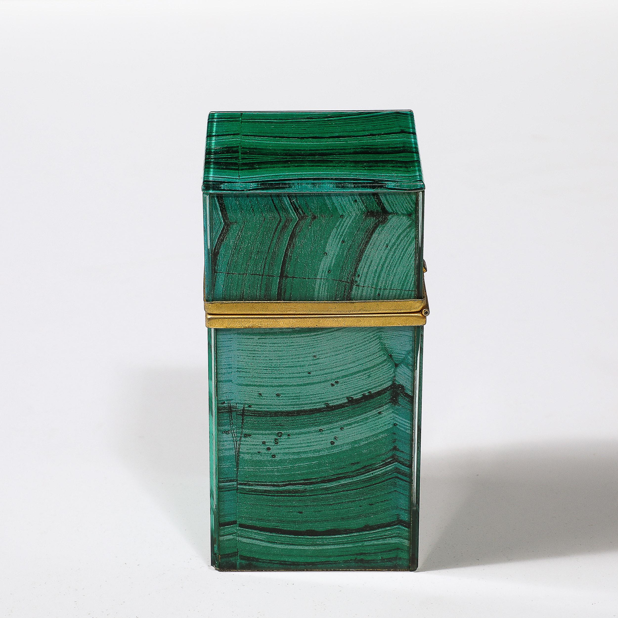Mid-Century Modernist Faux Malachite and Brass Table Lighter 1