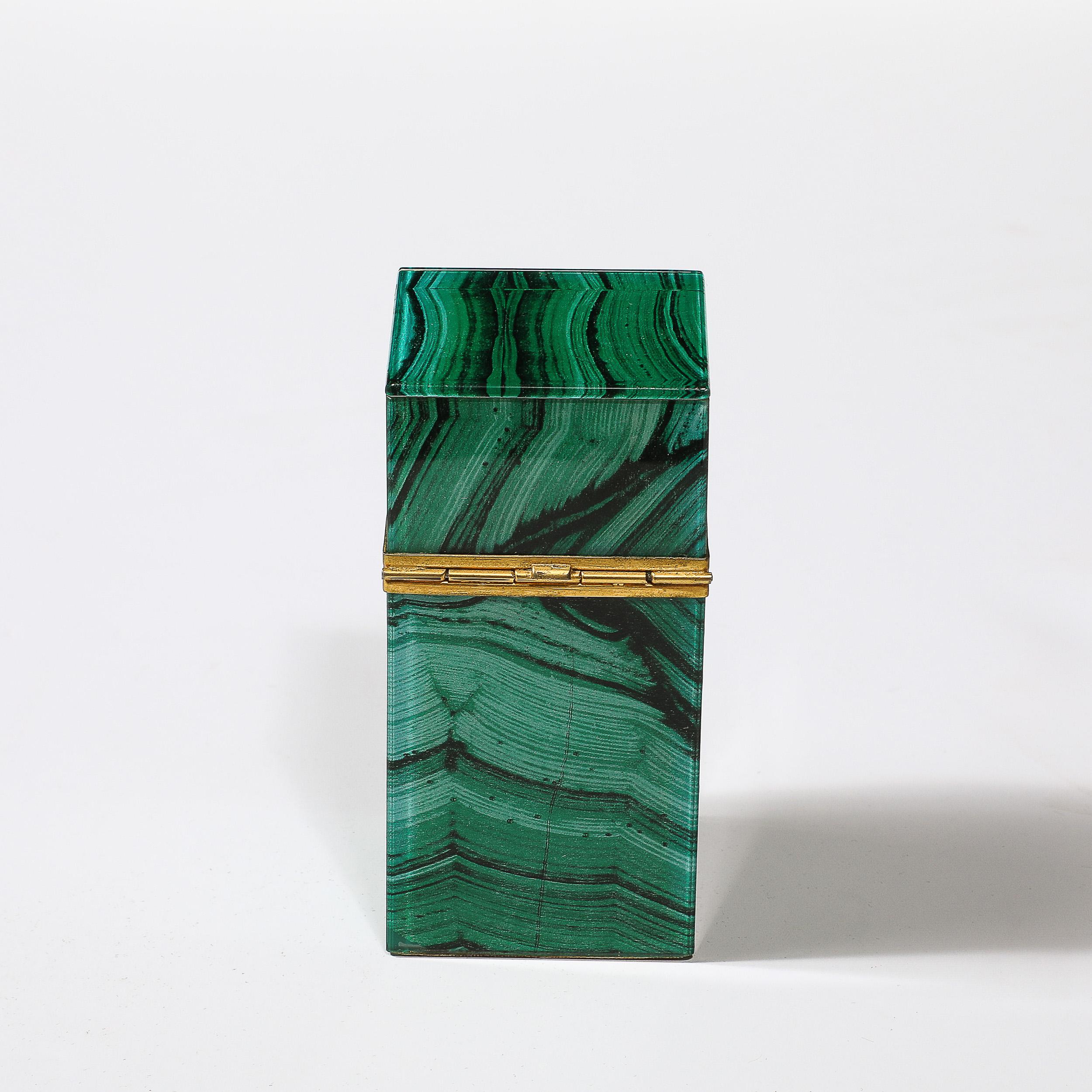 Mid-Century Modernist Faux Malachite and Brass Table Lighter 3