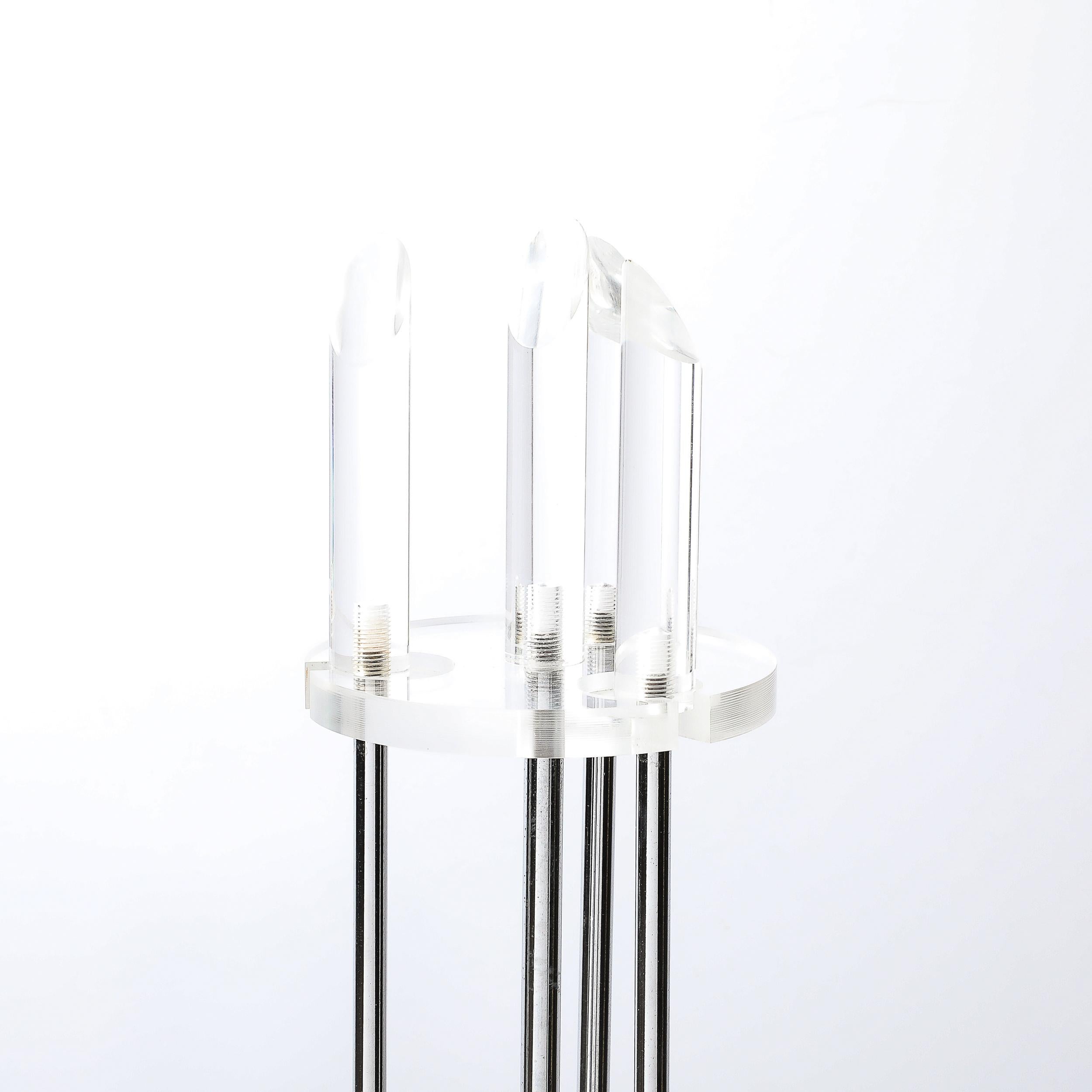 Ensemble d'outils de feu en Lucite et Chrome, moderniste du milieu du siècle Excellent état - En vente à New York, NY