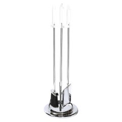 Ensemble d'outils de feu en Lucite et Chrome, moderniste du milieu du siècle