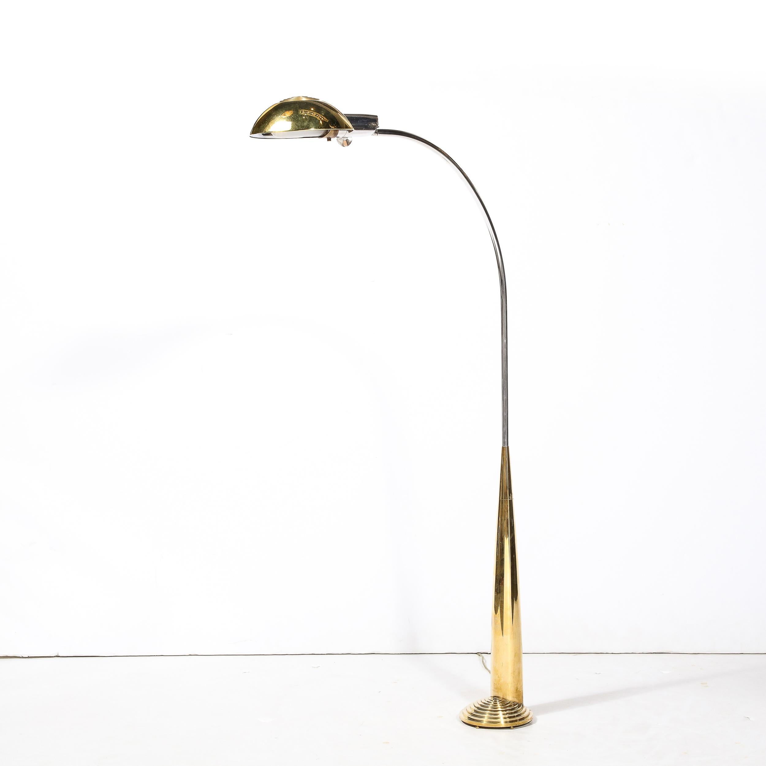 Mid-Century Modernist Floor Lamp in Chrome & Polished Brass by Cedric Hartman 5