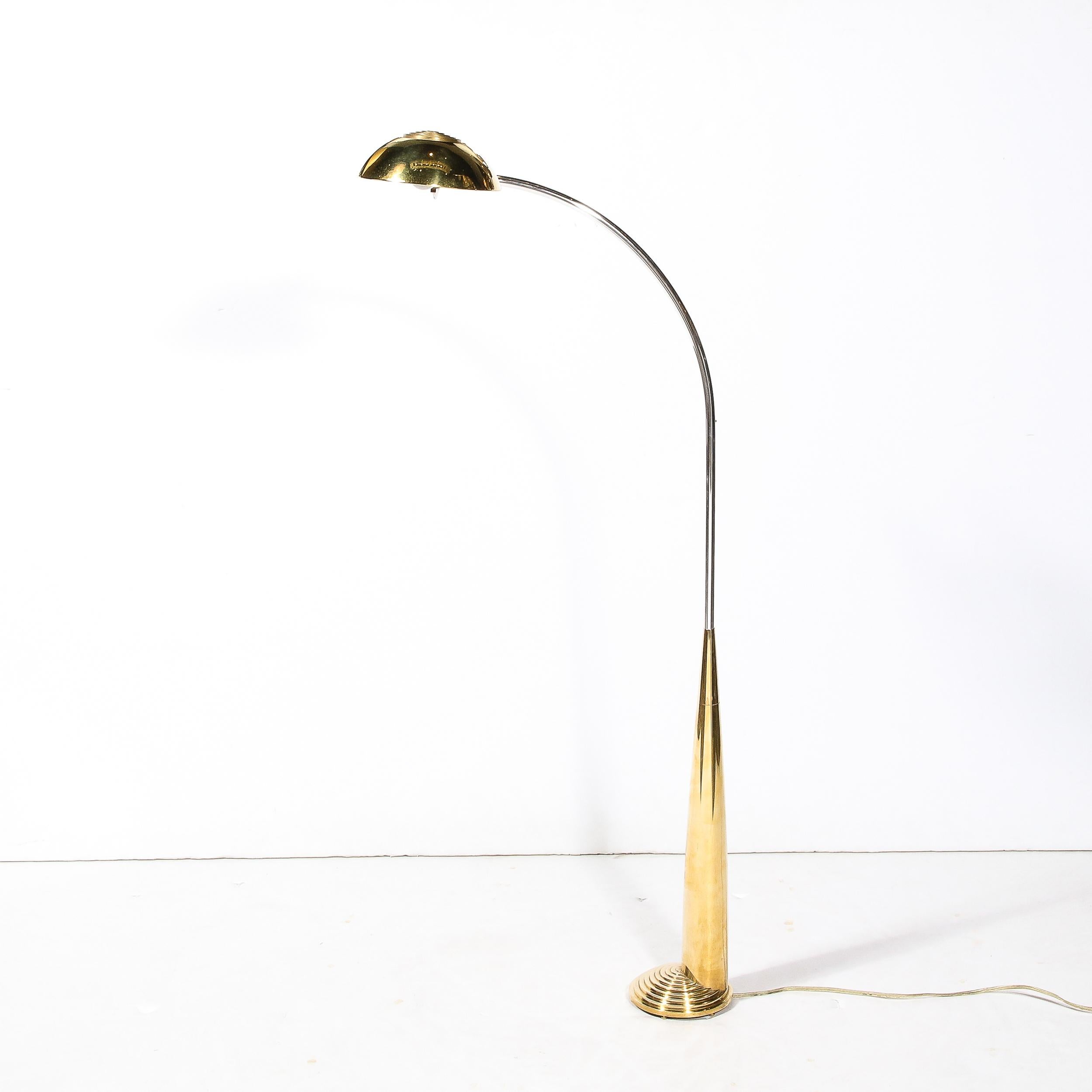 Mid-Century Modernist Floor Lamp in Chrome & Polished Brass by Cedric Hartman 7