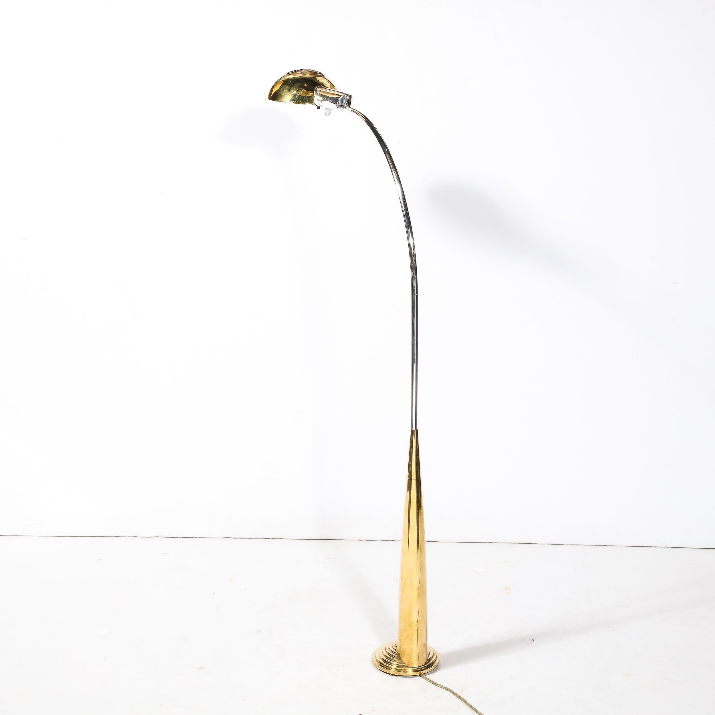 Mid-Century Modernist Floor Lamp in Chrome & Polished Brass by Cedric Hartman 10