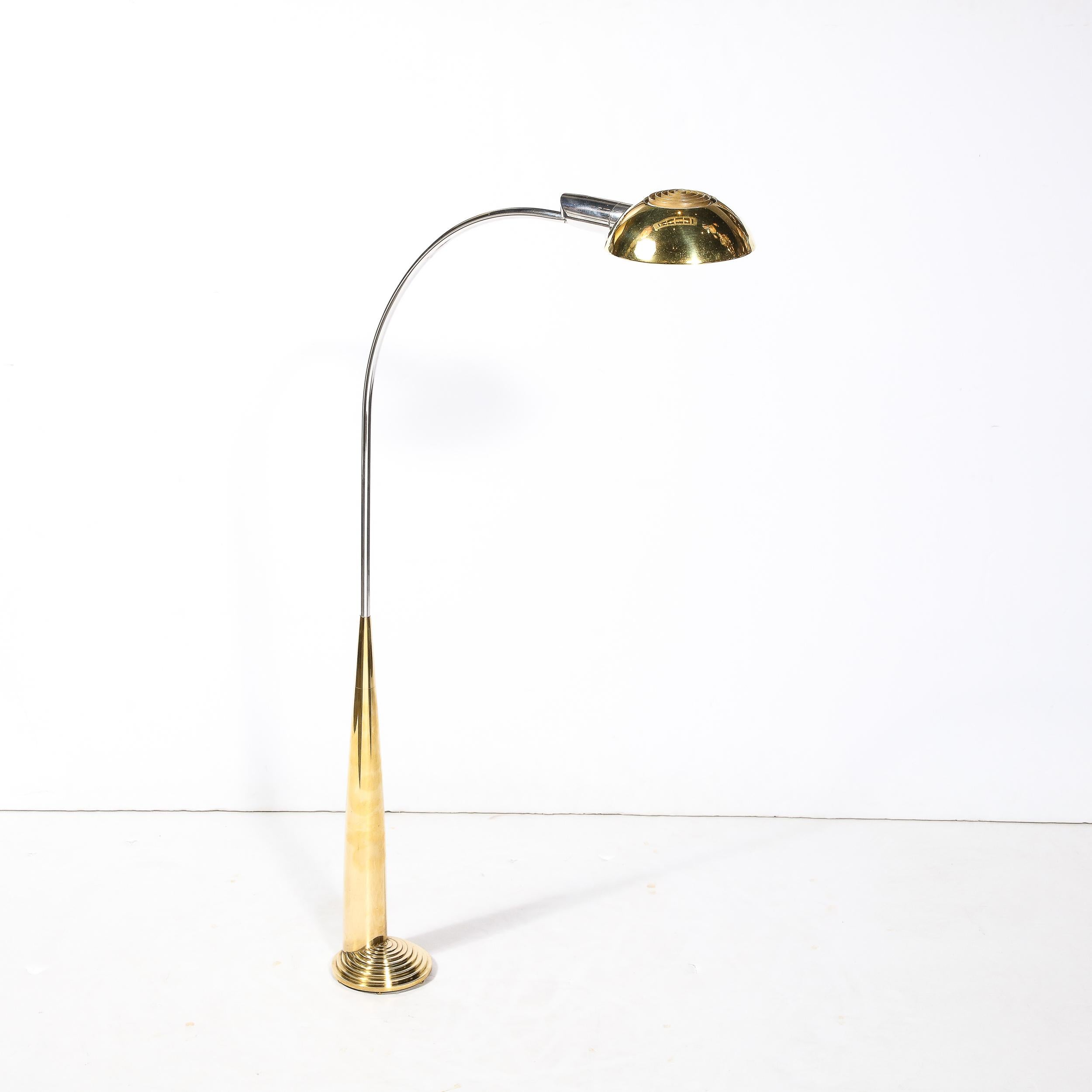 Mid-Century Modernist Floor Lamp in Chrome & Polished Brass by Cedric Hartman 2