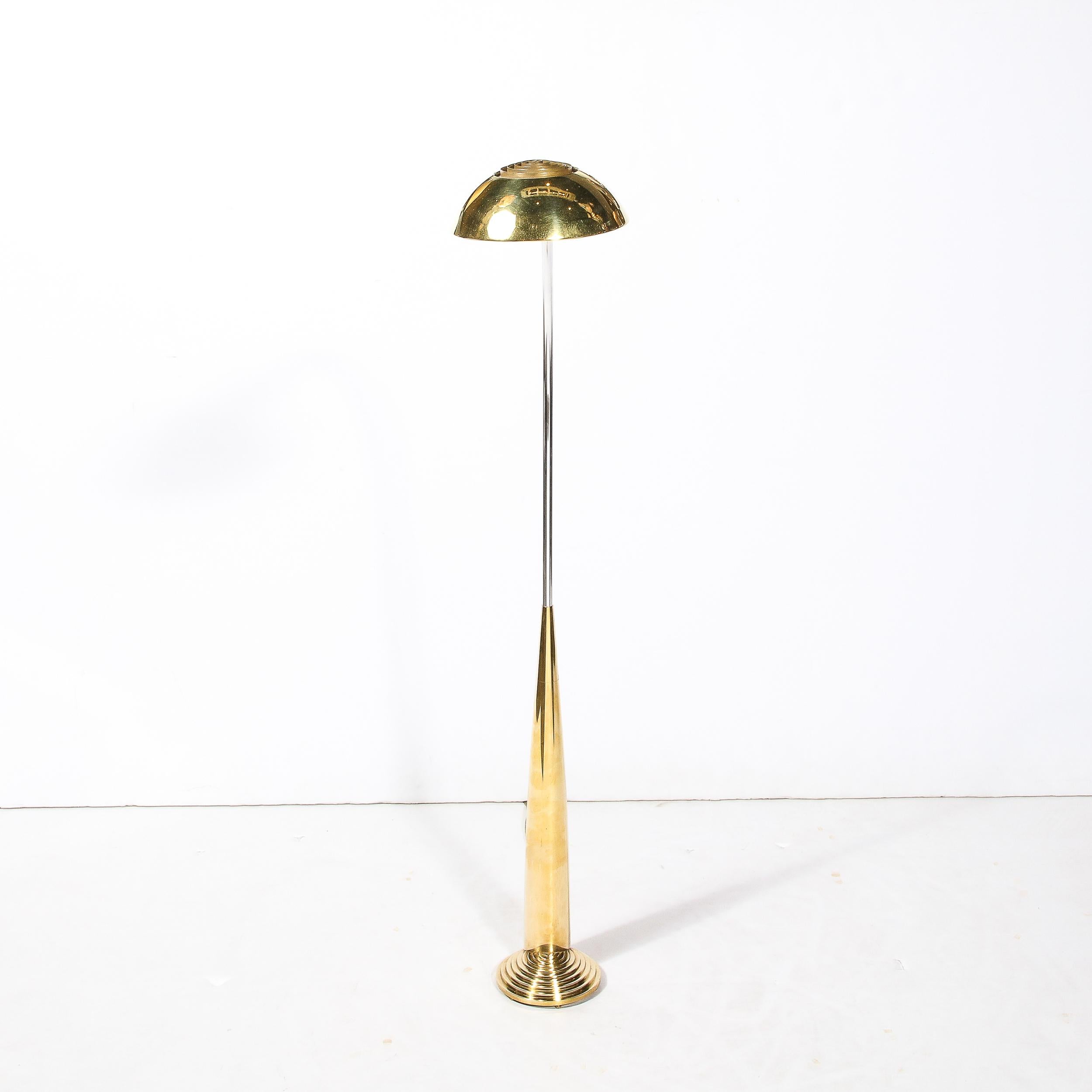 Mid-Century Modernist Floor Lamp in Chrome & Polished Brass by Cedric Hartman 3