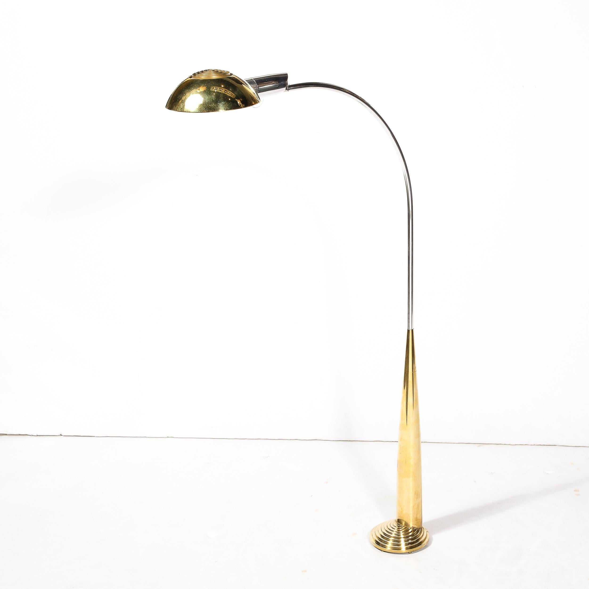 Mid-Century Modernist Floor Lamp in Chrome & Polished Brass by Cedric Hartman 4