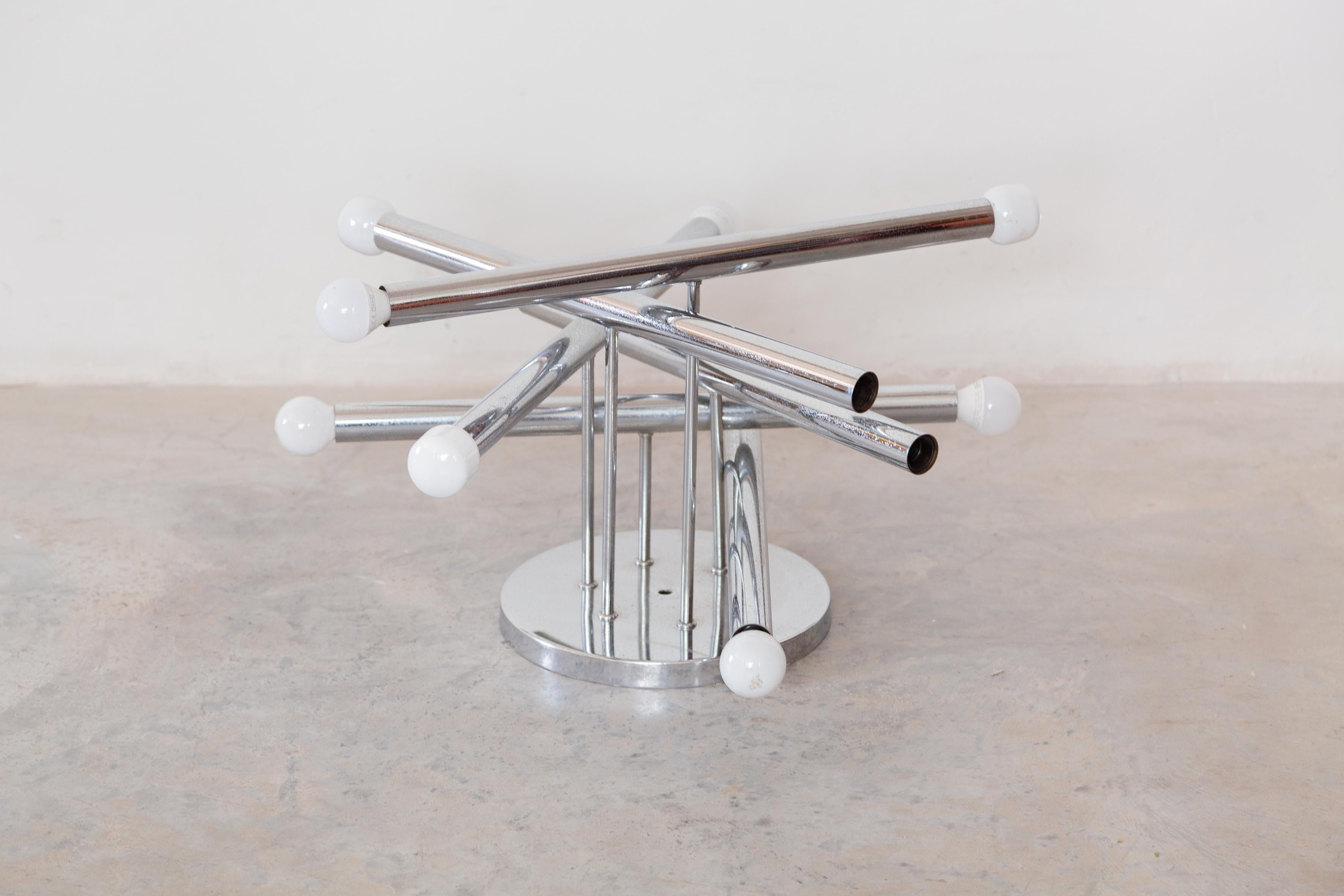 Mid-Century Modernist Flush Mount in Mikado Chrome Tubes by Sciolari  3