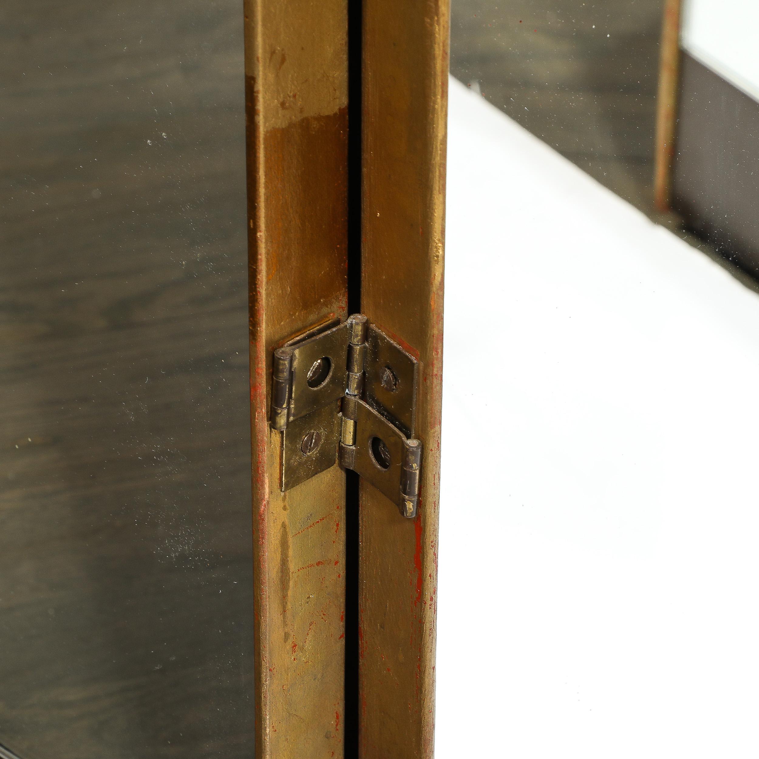 Mid-Century Modernist vier Panel Spiegel Bildschirm w / Antike vergoldetes Holz Detailing im Angebot 4