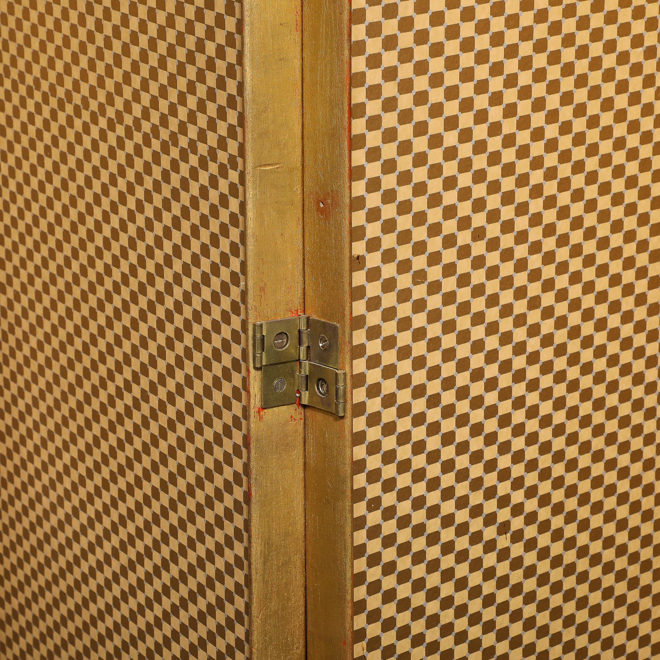 Mid-Century Modernist vier Panel Spiegel Bildschirm w / Antike vergoldetes Holz Detailing im Angebot 7