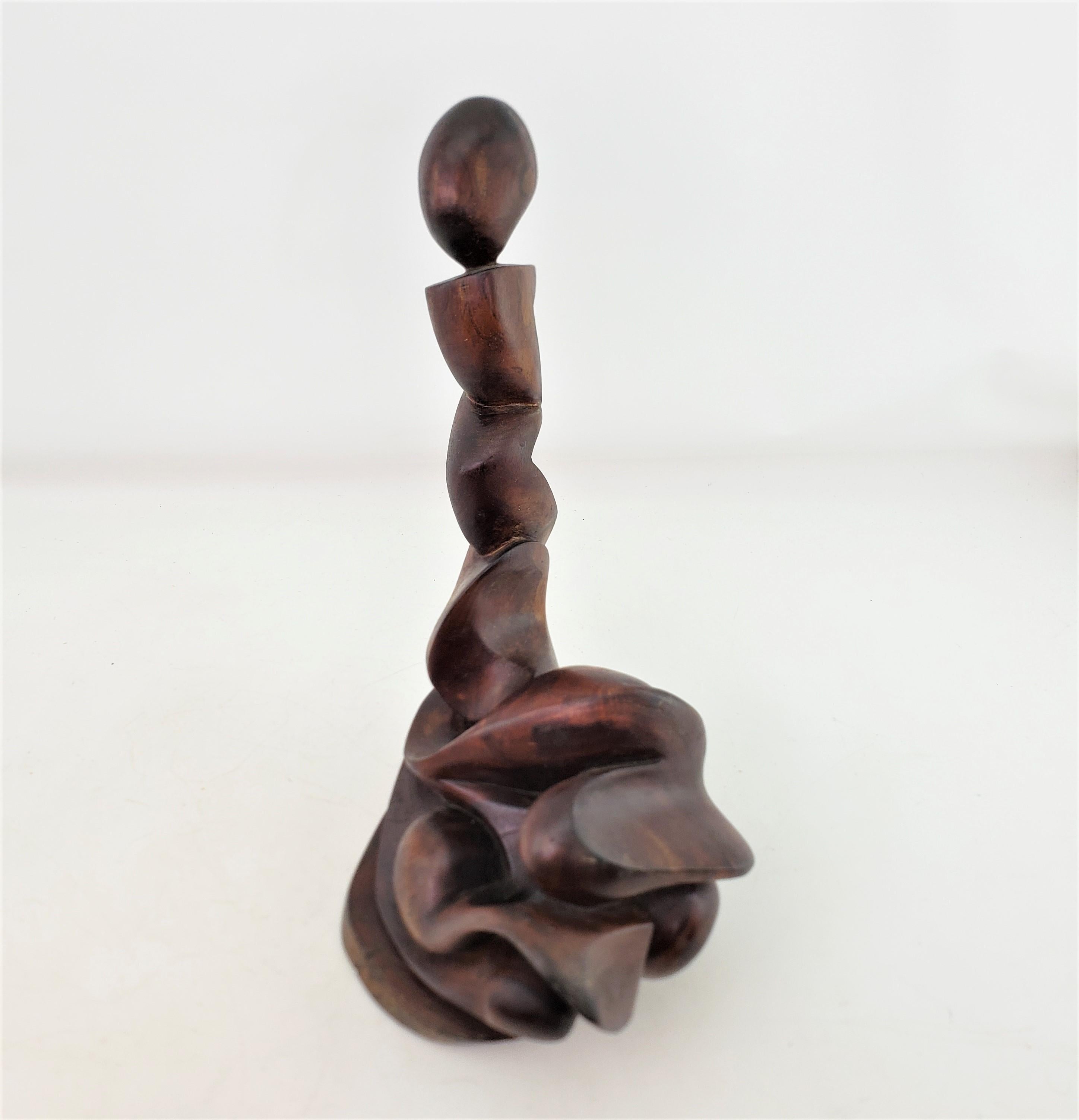 Mid-Century Modernist Freeform Hand Carved Wooden Sculpture For Sale 4