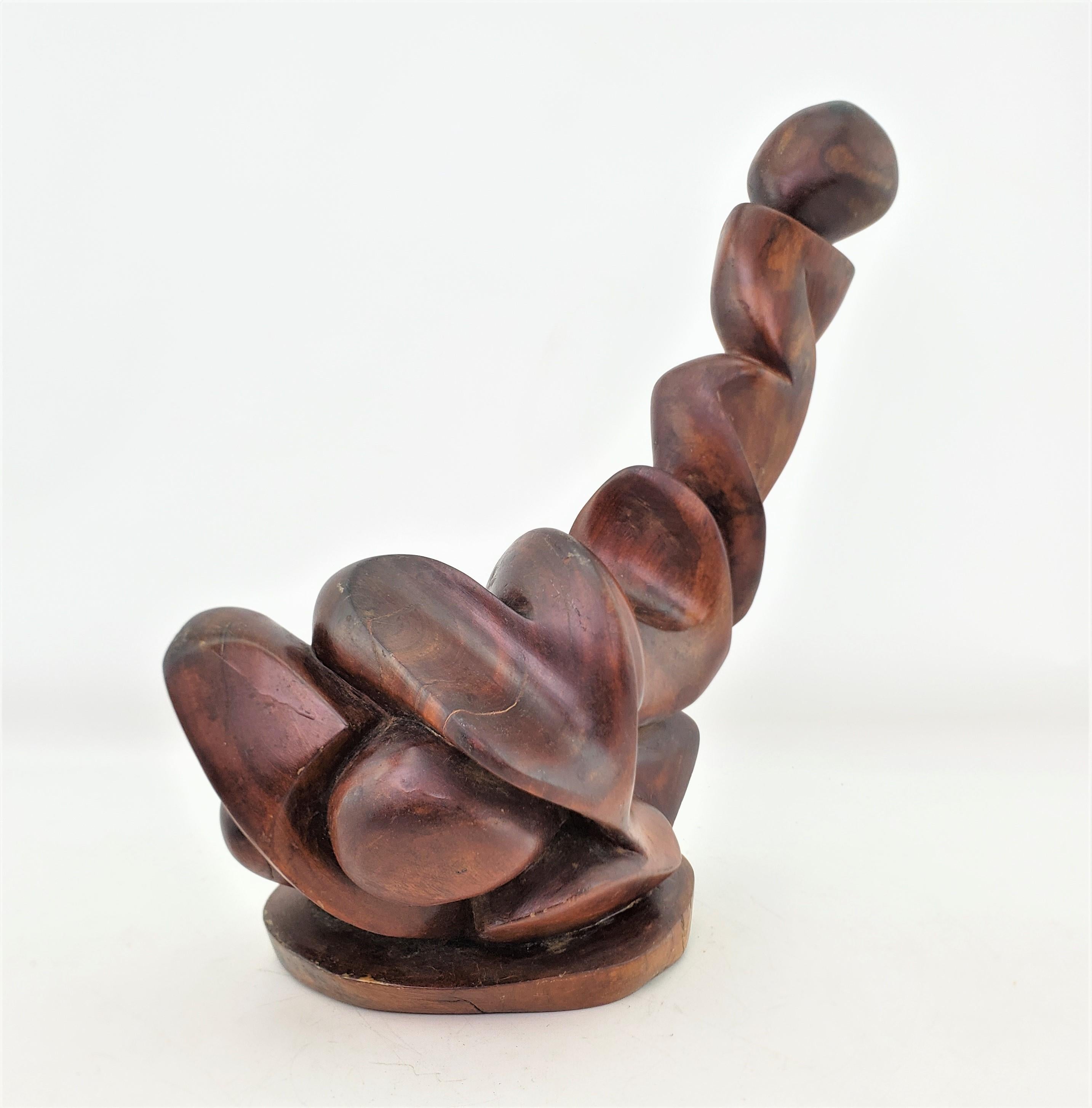 20th Century Mid-Century Modernist Freeform Hand Carved Wooden Sculpture For Sale