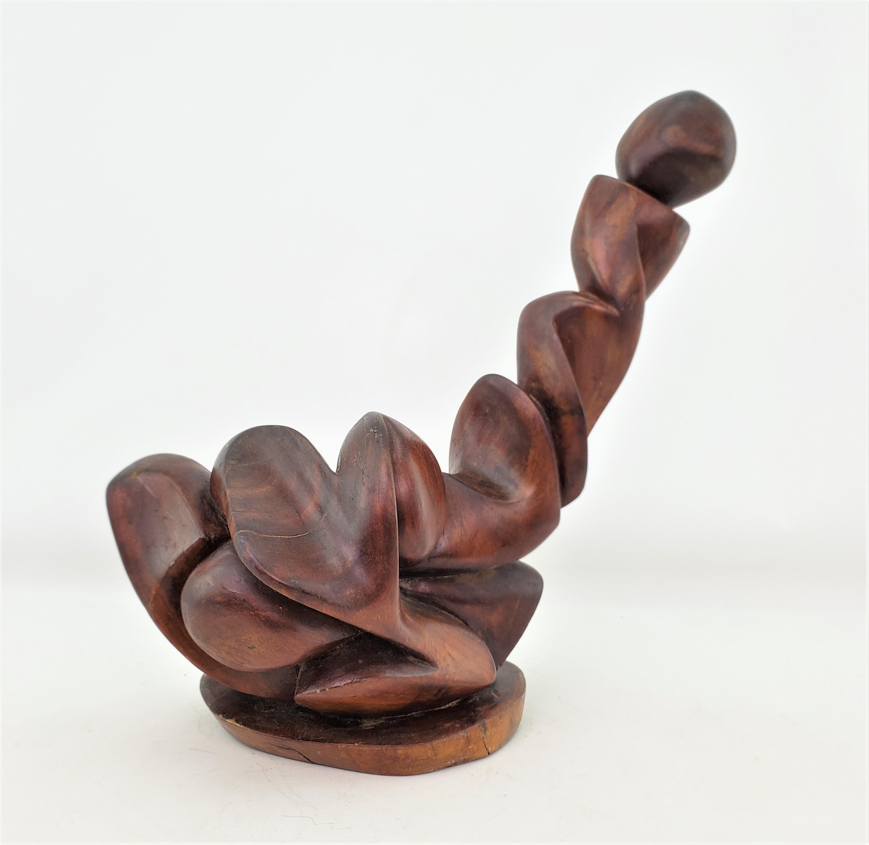 Walnut Mid-Century Modernist Freeform Hand Carved Wooden Sculpture For Sale