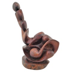 Mid-Century Modernist Freeform Hand Carved Wooden Sculpture