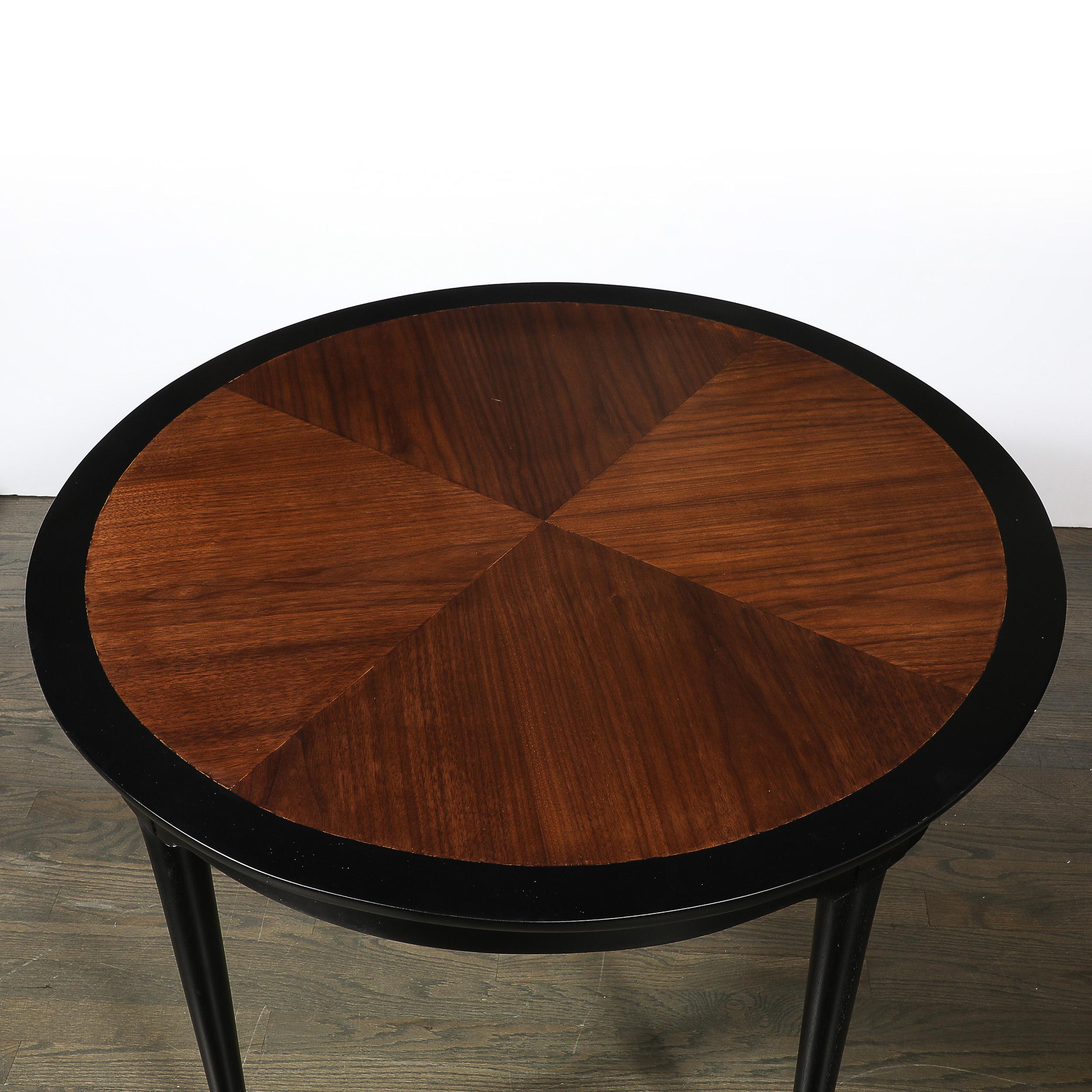Mid-Century Modernist Game Table in Book-Matched Walnut W/Ebonized Detailing For Sale 7