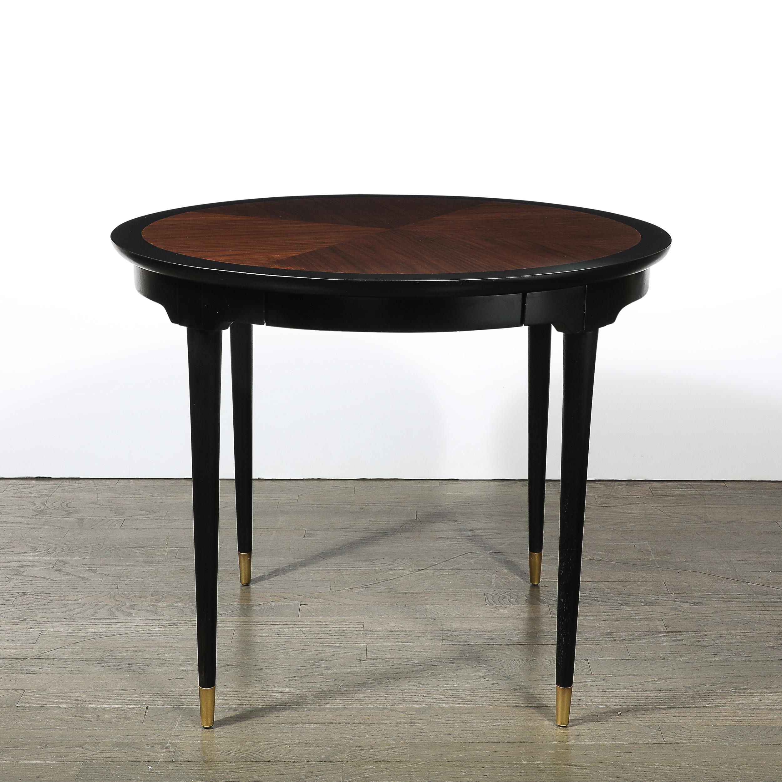 Mid-Century Modernist Game Table in Book-Matched Walnut W/Ebonized Detailing In Excellent Condition For Sale In New York, NY