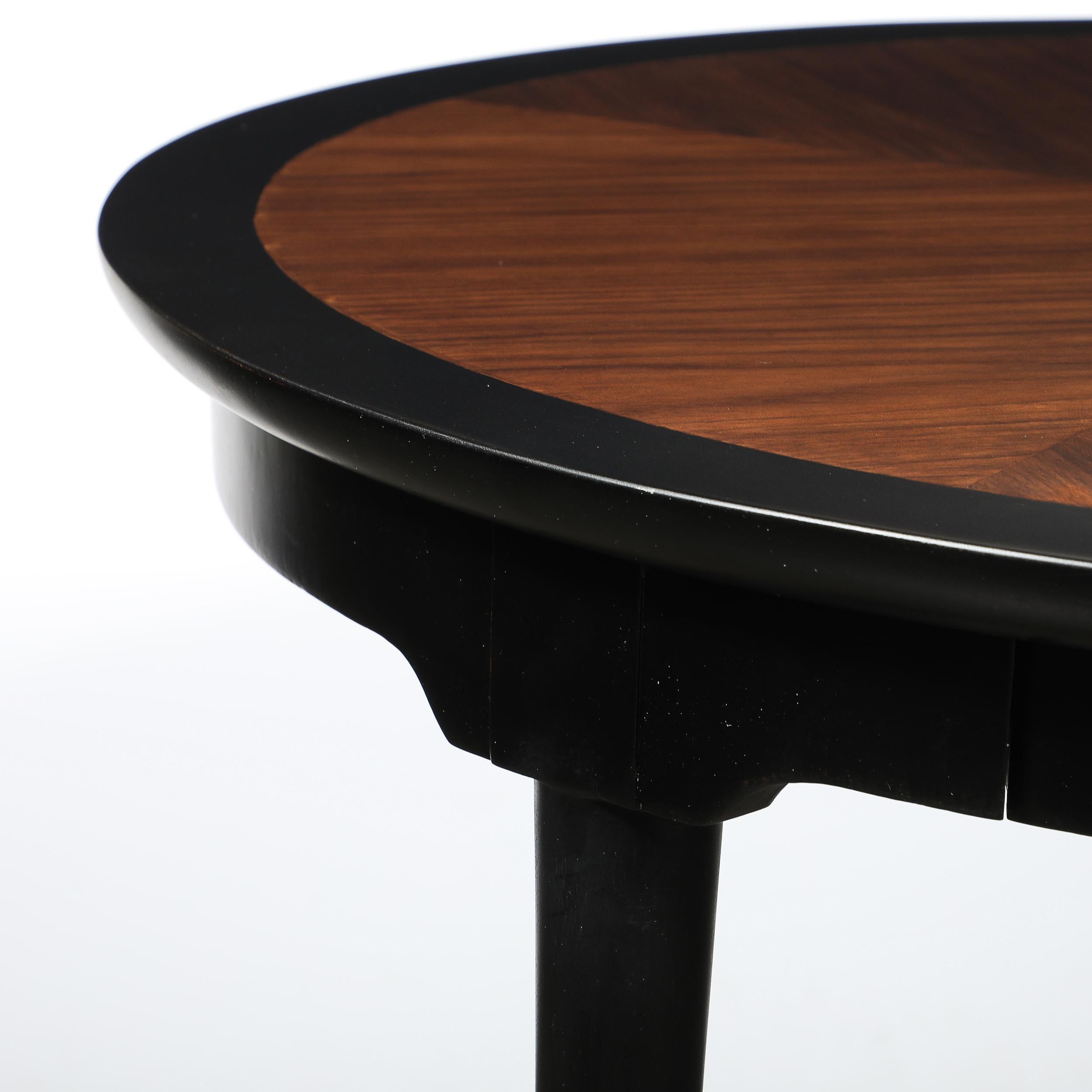 American Mid-Century Modernist Game Table in Book-Matched Walnut W/Ebonized Detailing For Sale
