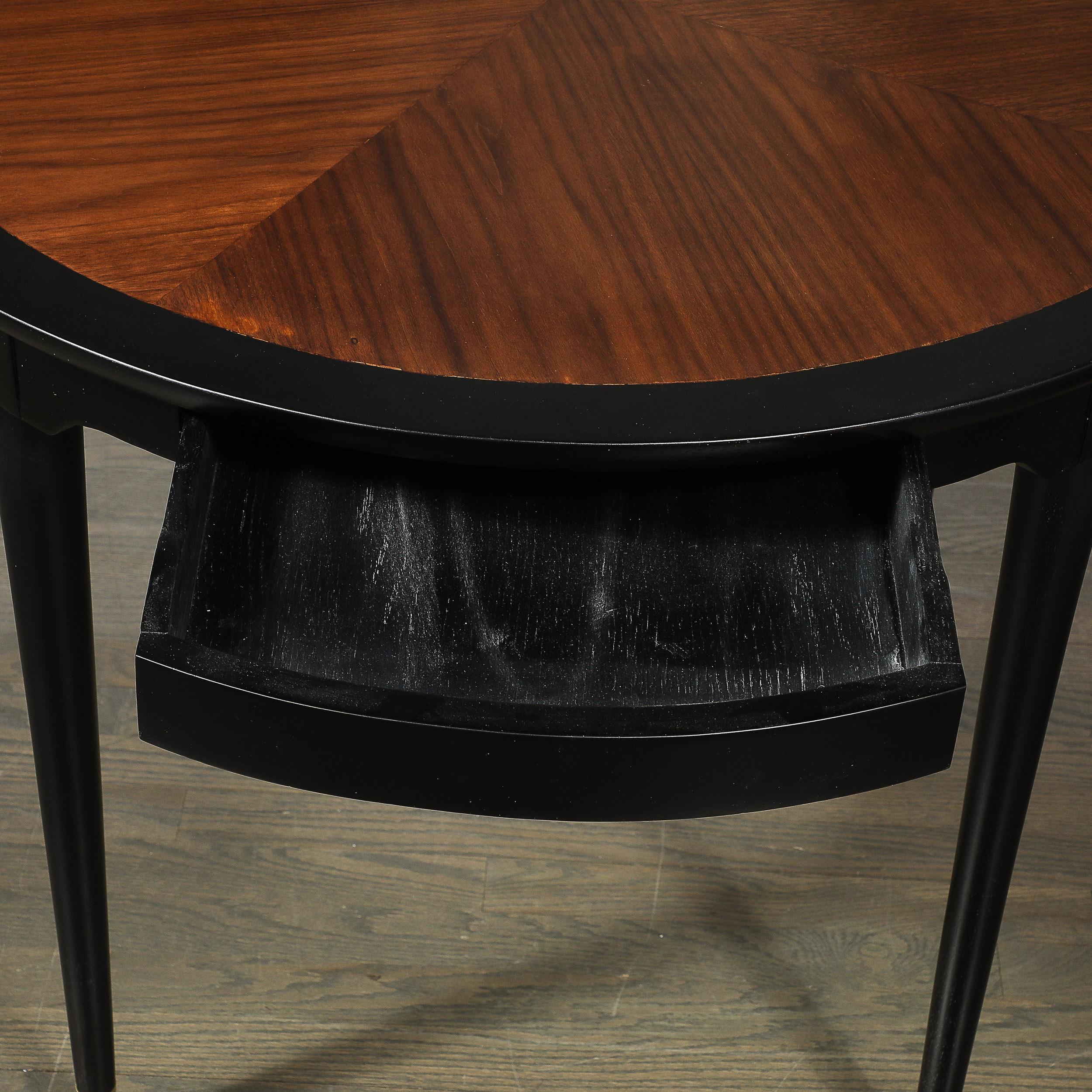 Mid-Century Modernist Game Table in Book-Matched Walnut W/Ebonized Detailing For Sale 2