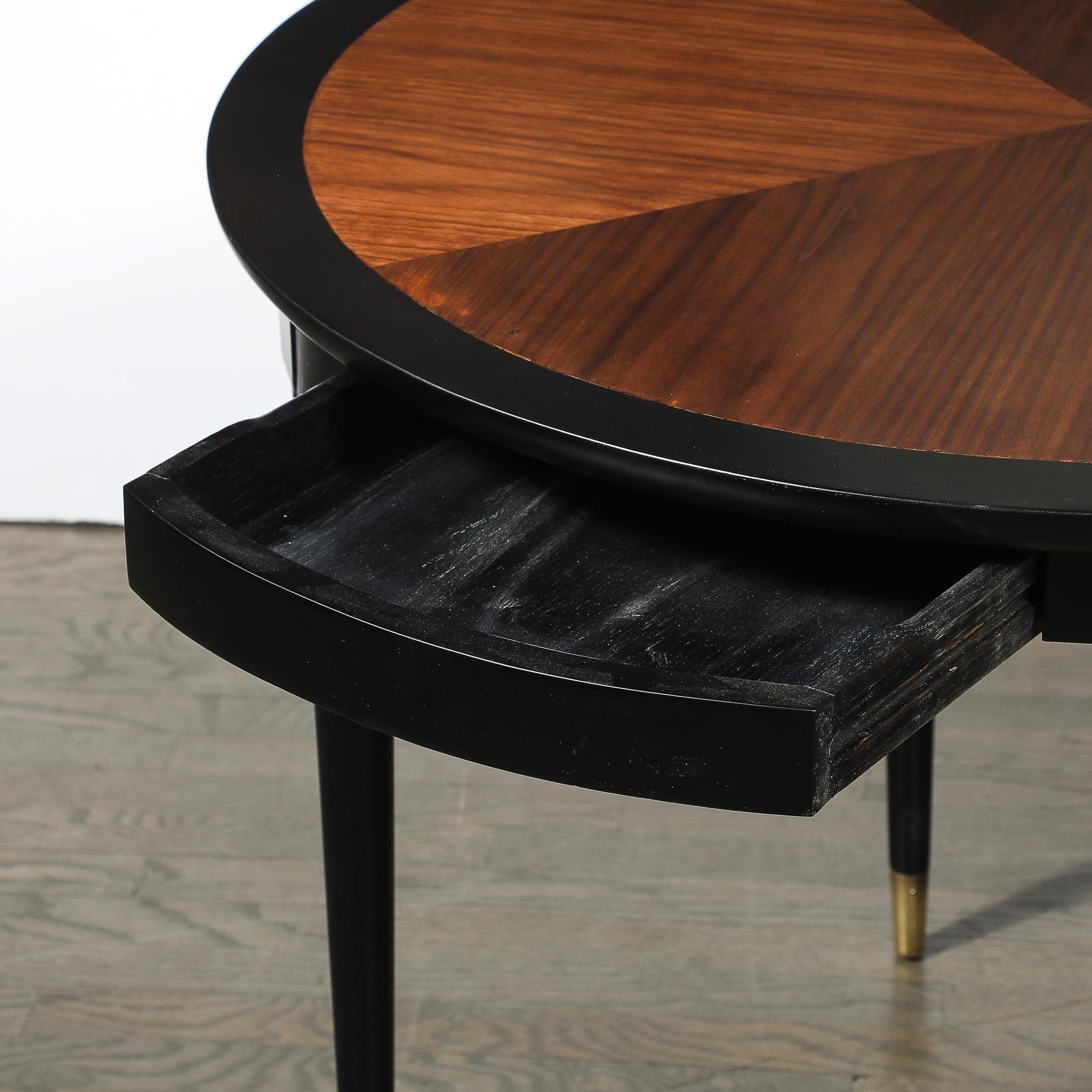 Mid-Century Modernist Game Table in Book-Matched Walnut W/Ebonized Detailing For Sale 4
