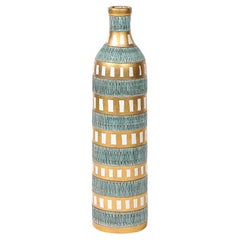 Vintage Mid-Century Modernist Geometric Banded Bitossi Seta Ceramic Vase by Aldo Londi