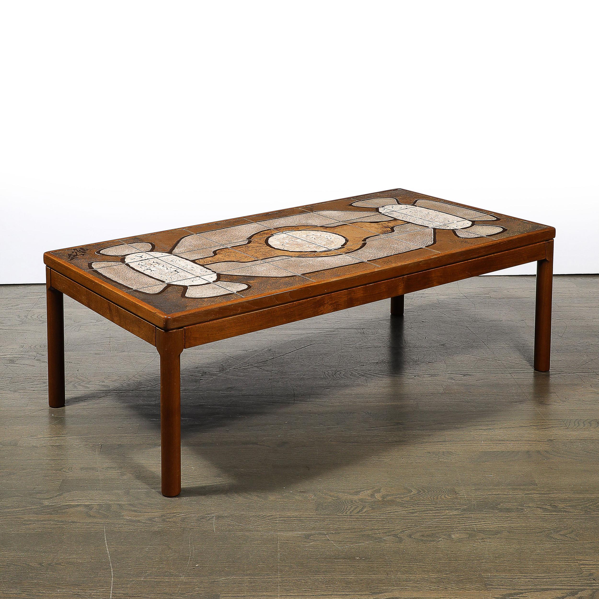 Mid-Century Modernist Geometric Tile Inlay Teak Cocktail Table 5