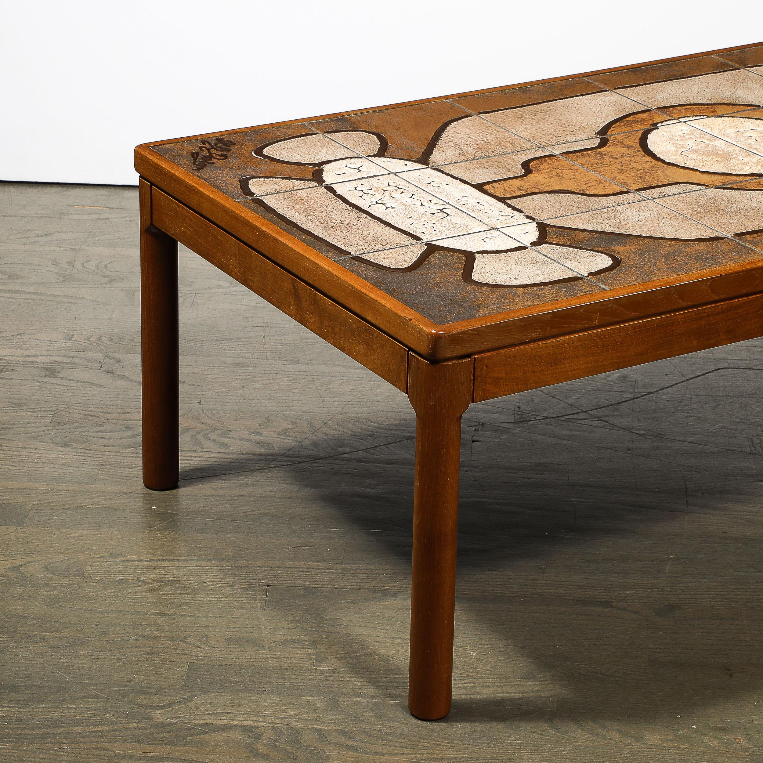 Mid-Century Modernist Geometric Tile Inlay Teak Cocktail Table 6
