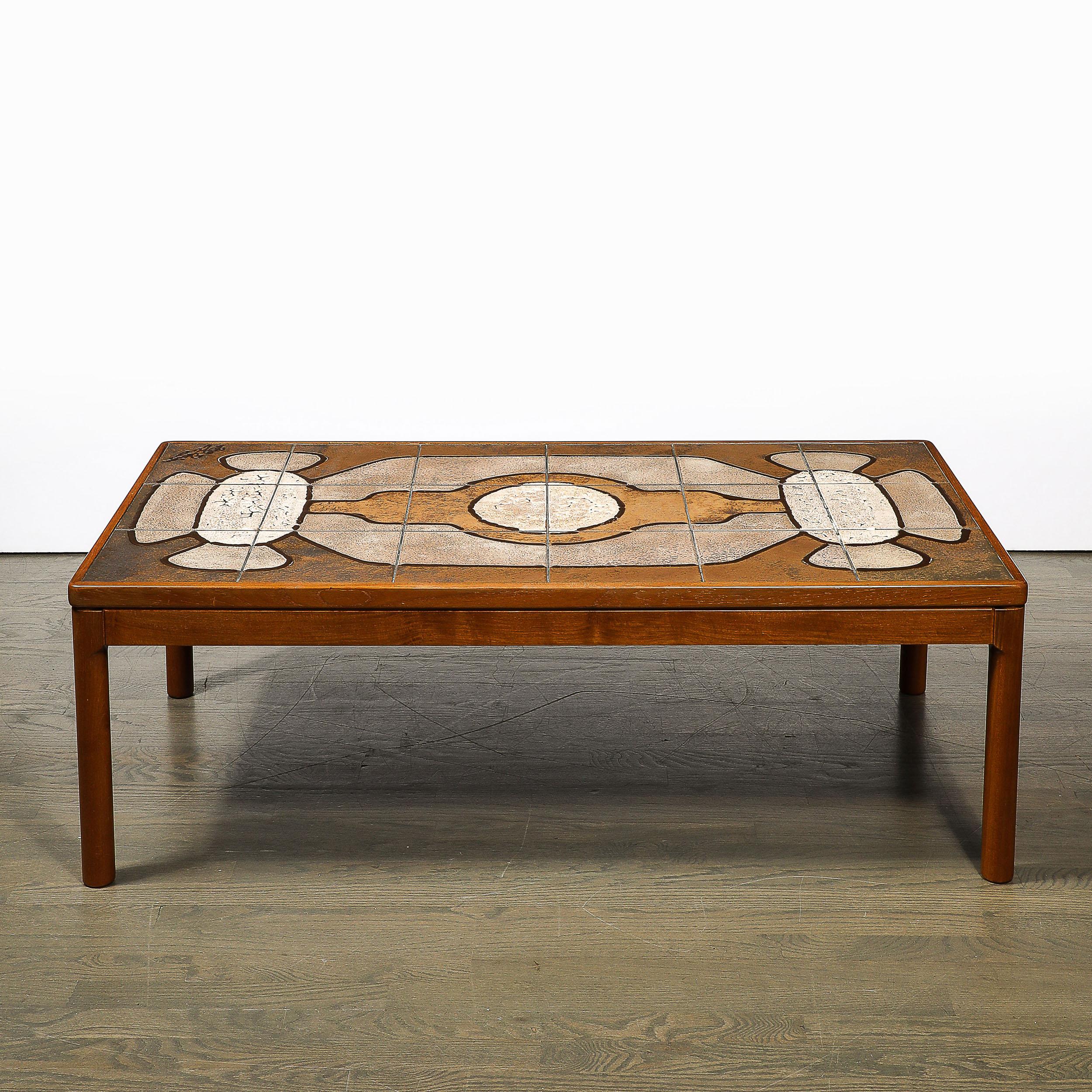 Mid-Century Modernist Geometric Tile Inlay Teak Cocktail Table 7