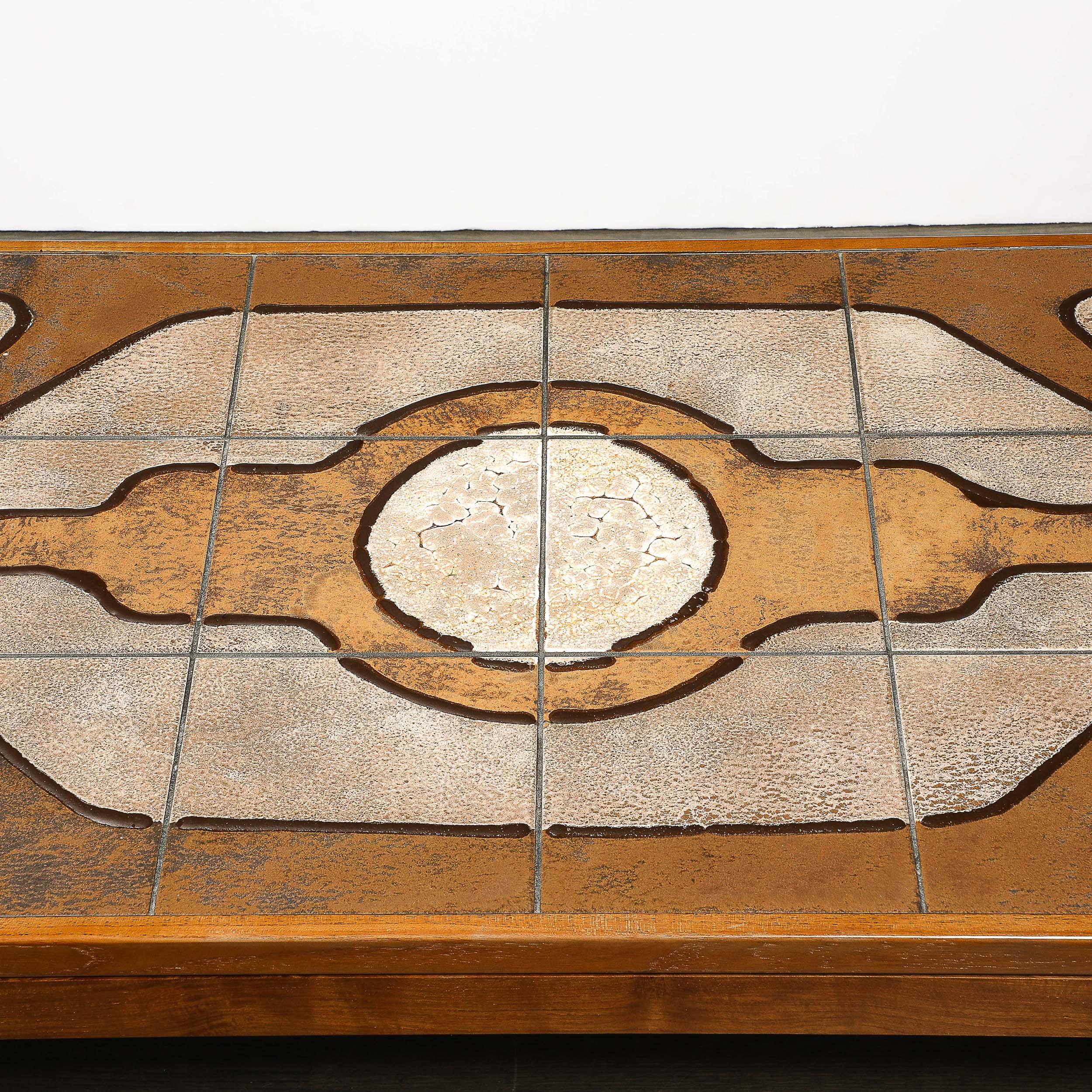 Mid-Century Modernist Geometric Tile Inlay Teak Cocktail Table 8