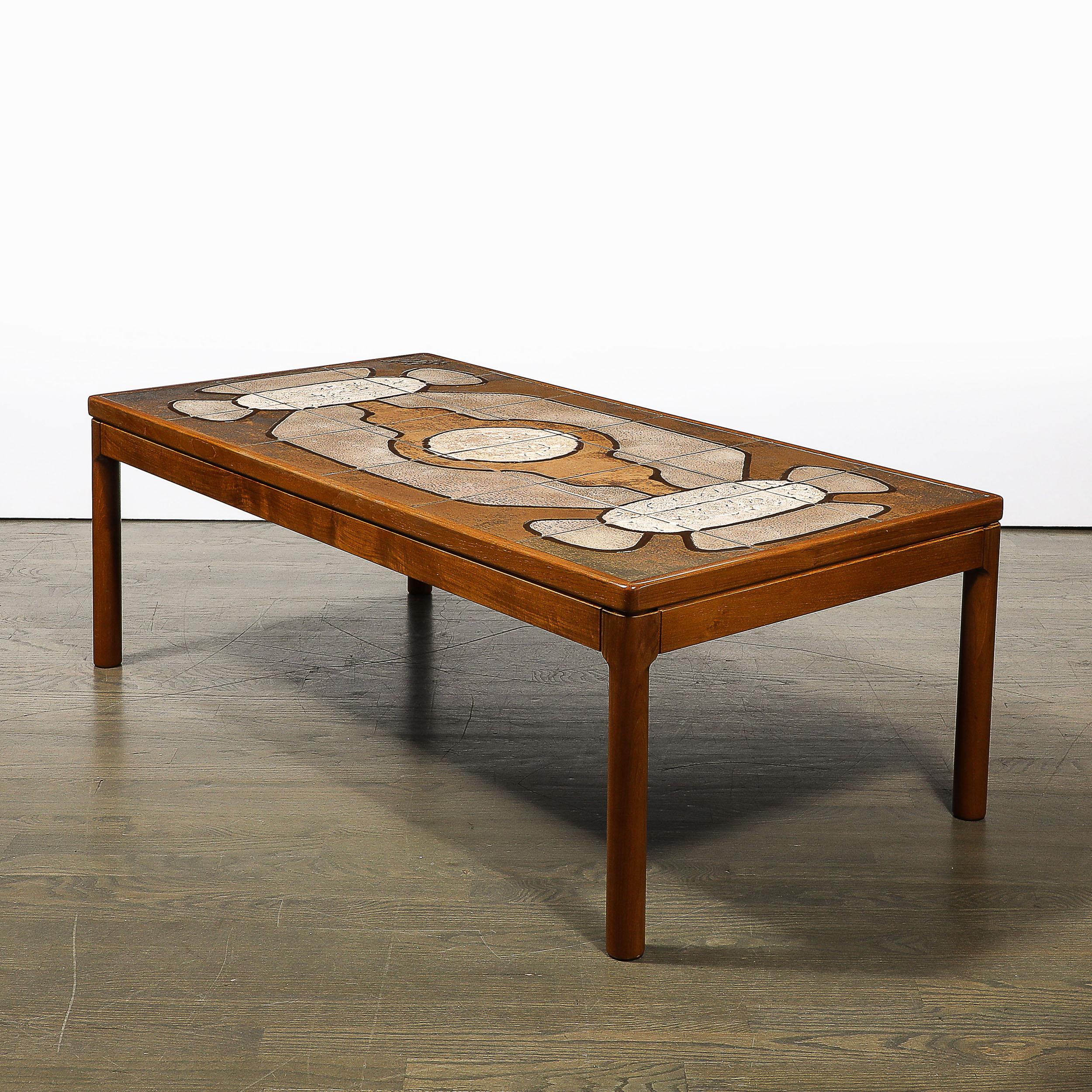 Mid-Century Modernist Geometric Tile Inlay Teak Cocktail Table 9