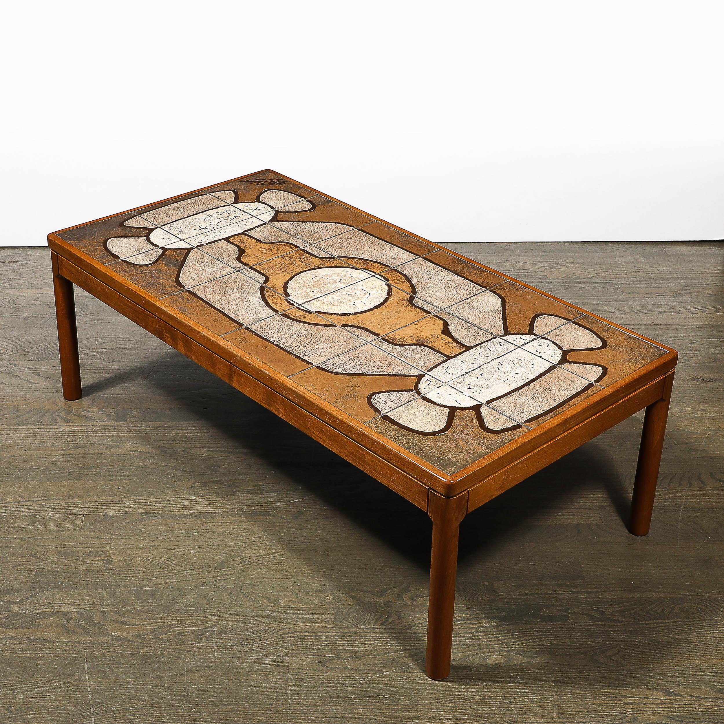 Mid-Century Modernist Geometric Tile Inlay Teak Cocktail Table 10
